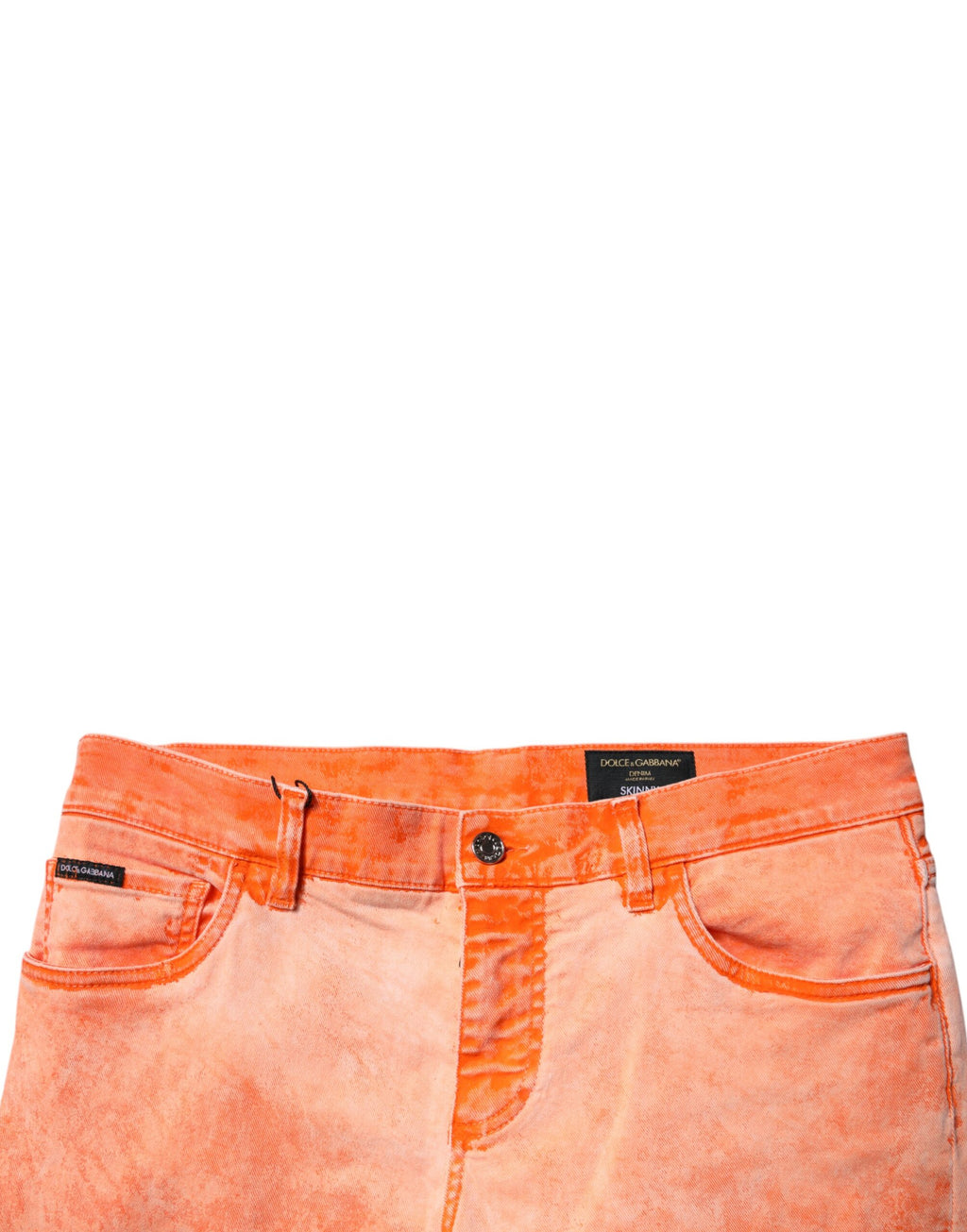 Dolce & Gabbana Orange Tie Dye Baumwolle Skinny Männer Denim Jeans