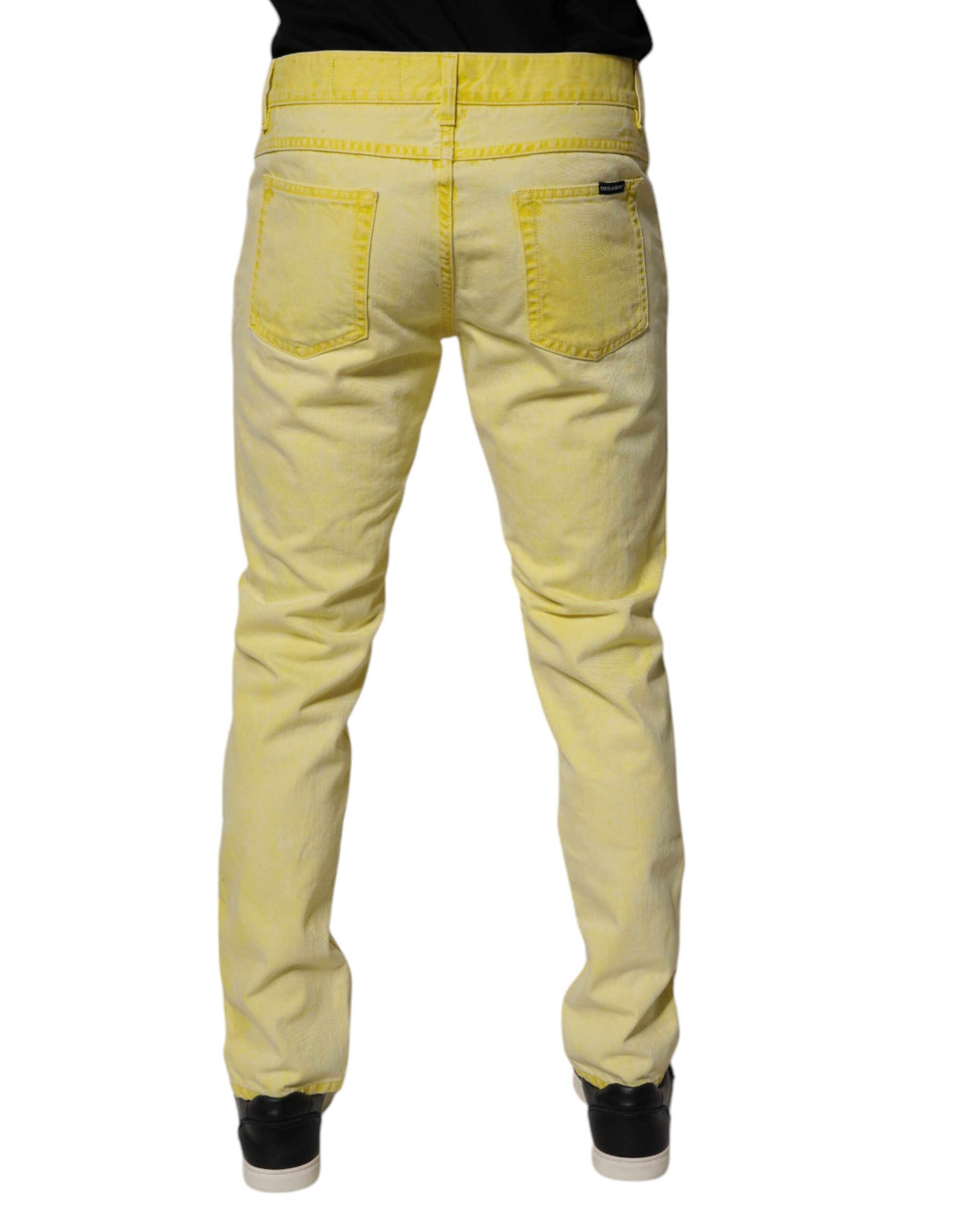 Dolce & Gabbana Gelbe Baumwoll-Stretch-Skinny-Denim-Jeans für Männer