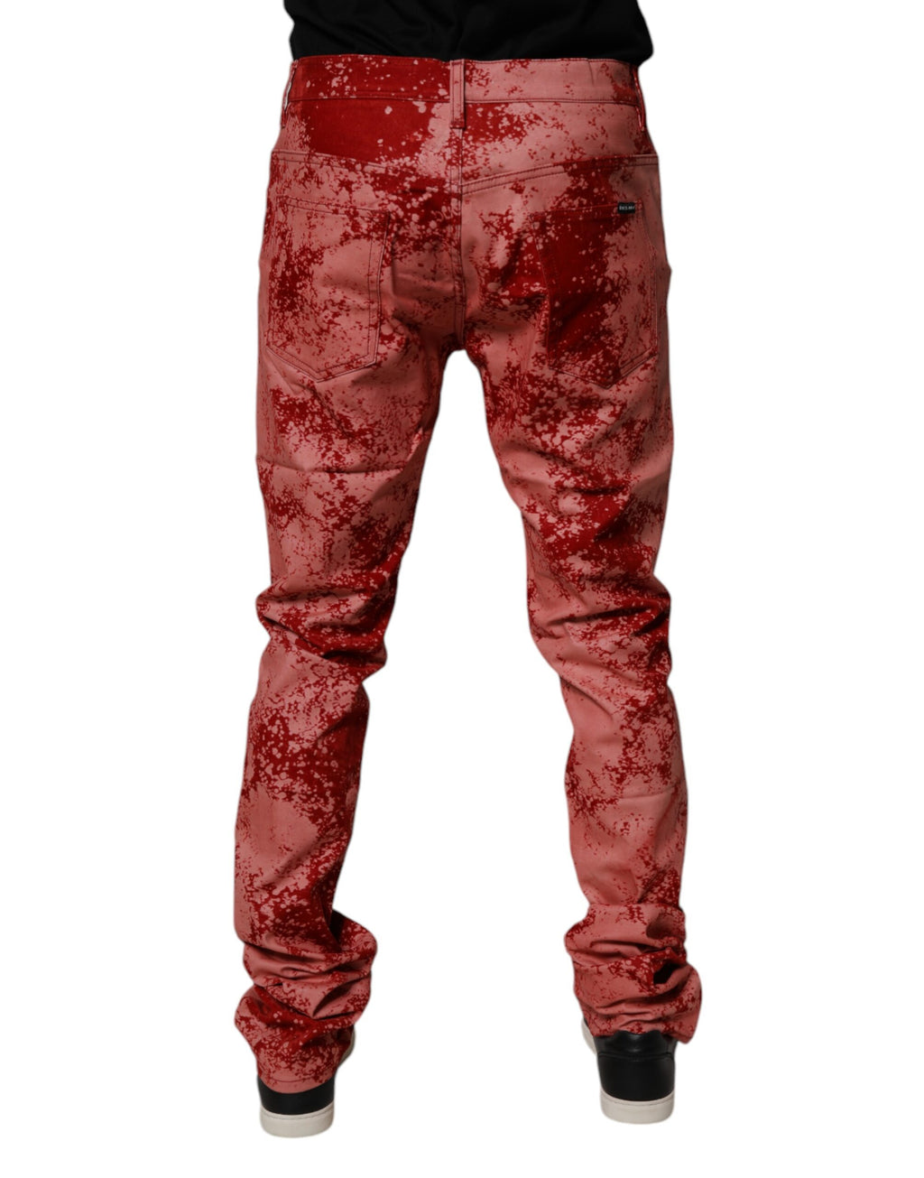 Dolce & Gabbana Rote Krawattenfärbung Baumwolle Skinny Männer Denim Jeans