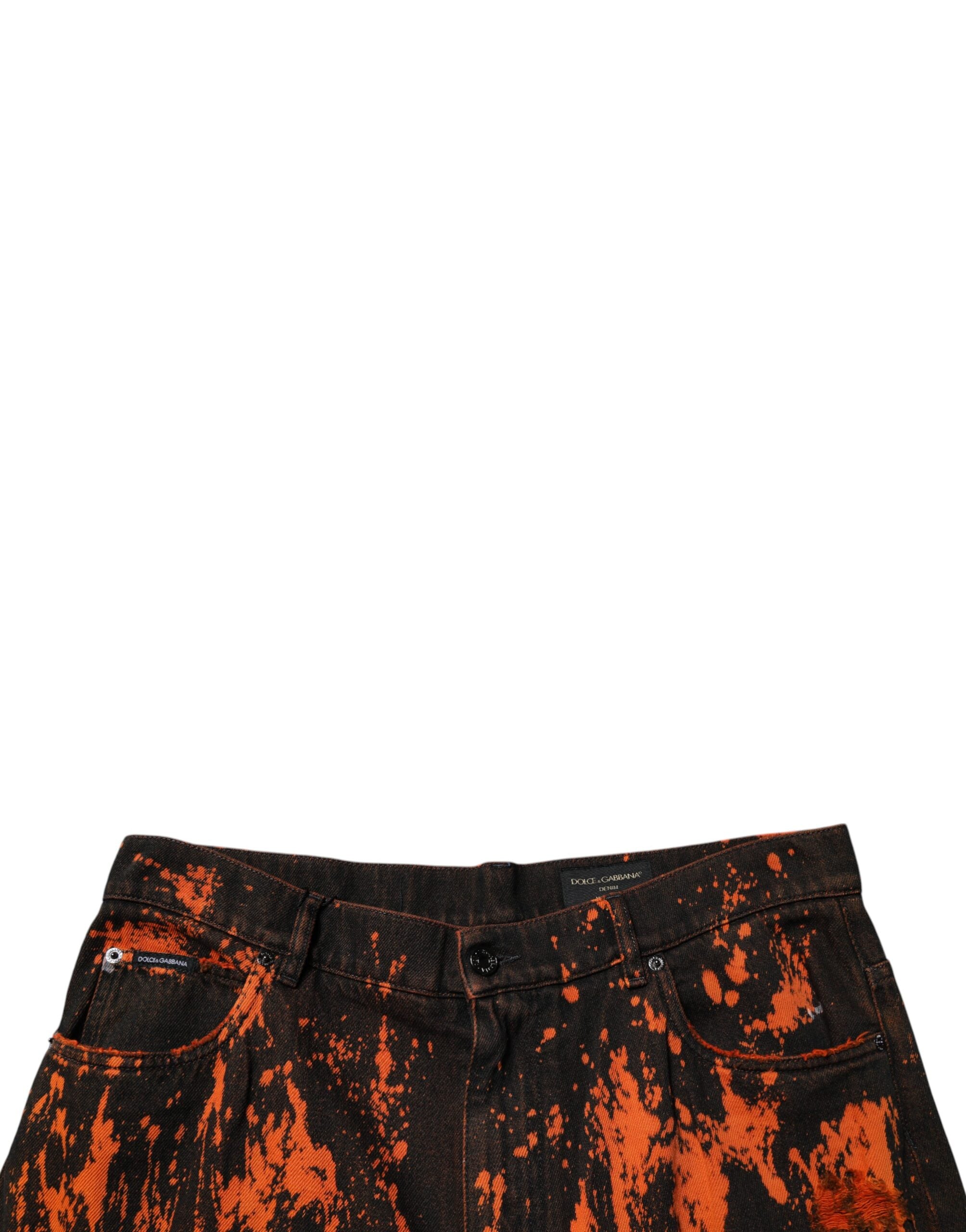 Dolce & Gabbana Schwarz Rot Tie Dye Baumwolle Straight Denim Jeans