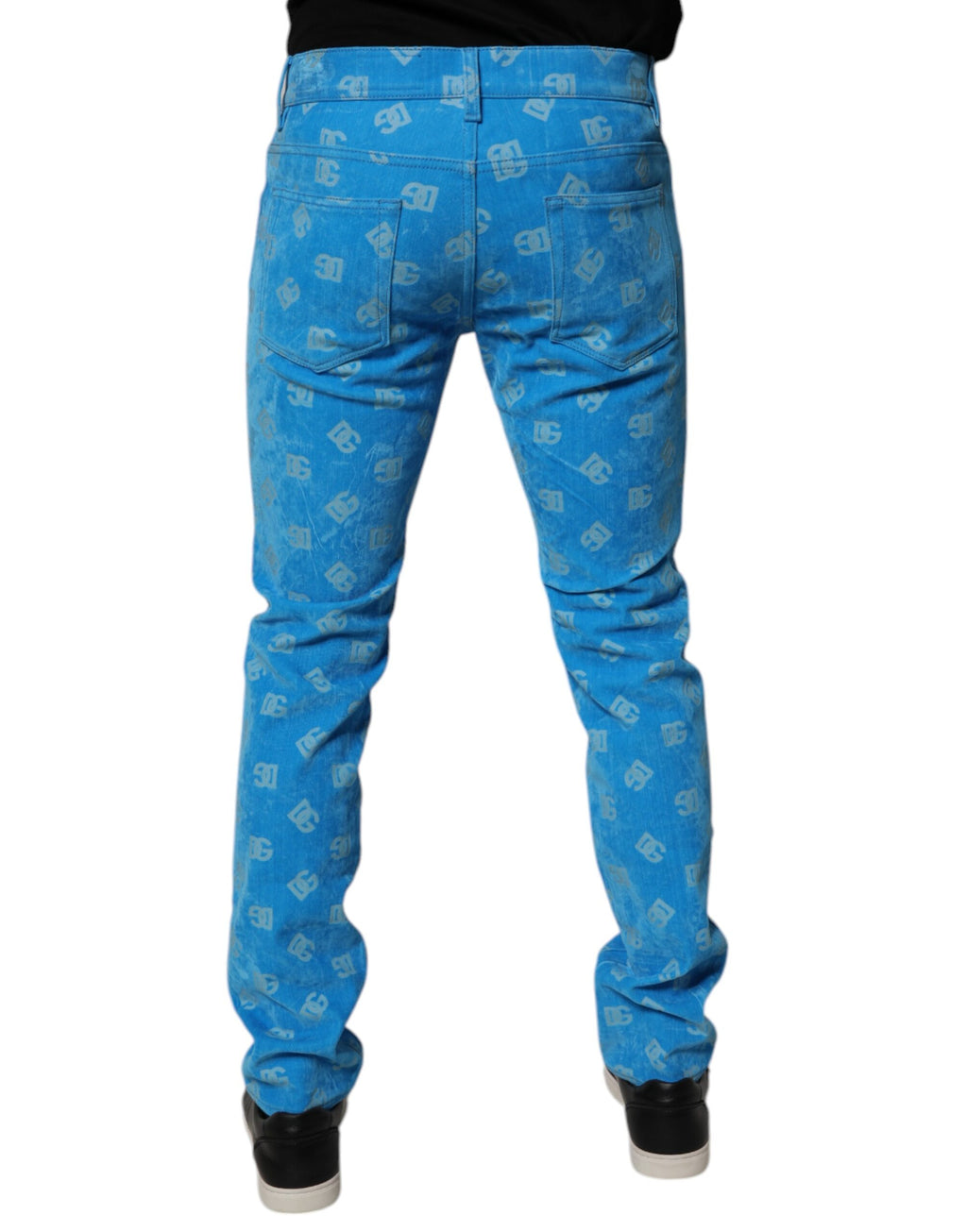 Dolce & Gabbana Blaue Logo-Monogramm-Baumwoll-Skinny-Denim-Jeans