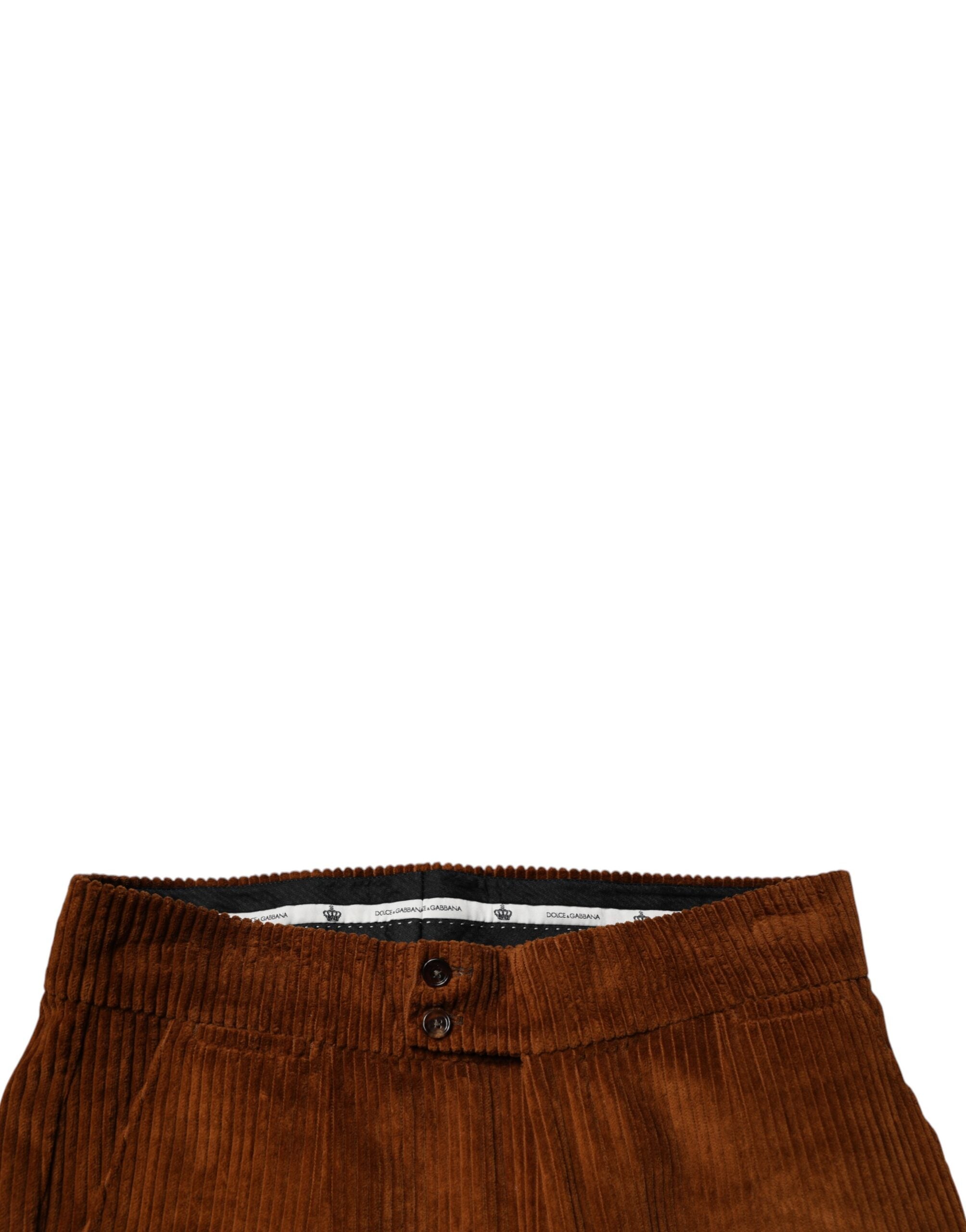 Dolce & Gabbana Dunkelbraune Cord-Baumwoll-Skinny-Denim-Jeans