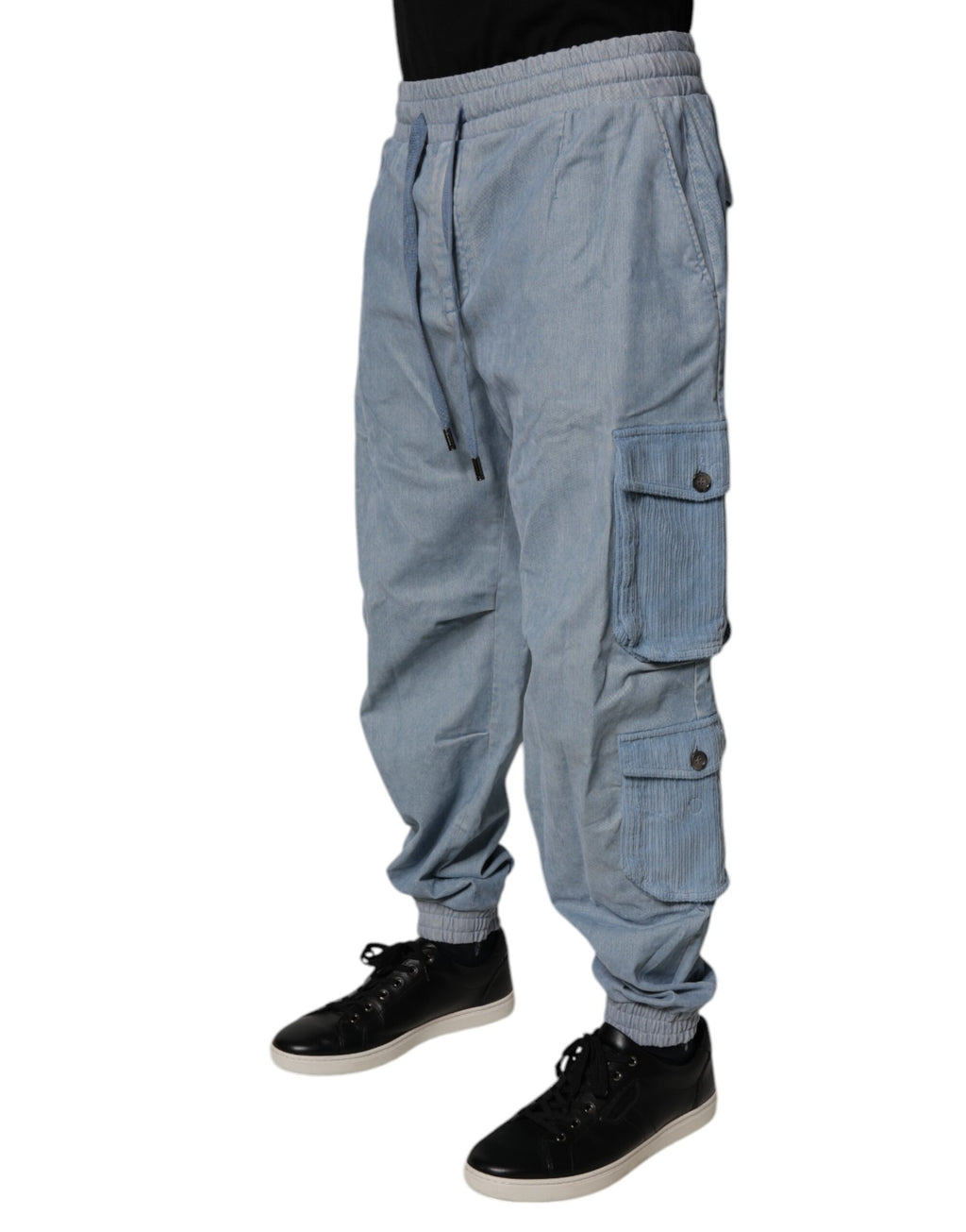 Dolce & Gabbana Hellblaue Baumwoll-Jogger-Cargo-Männer-Denim-Hose