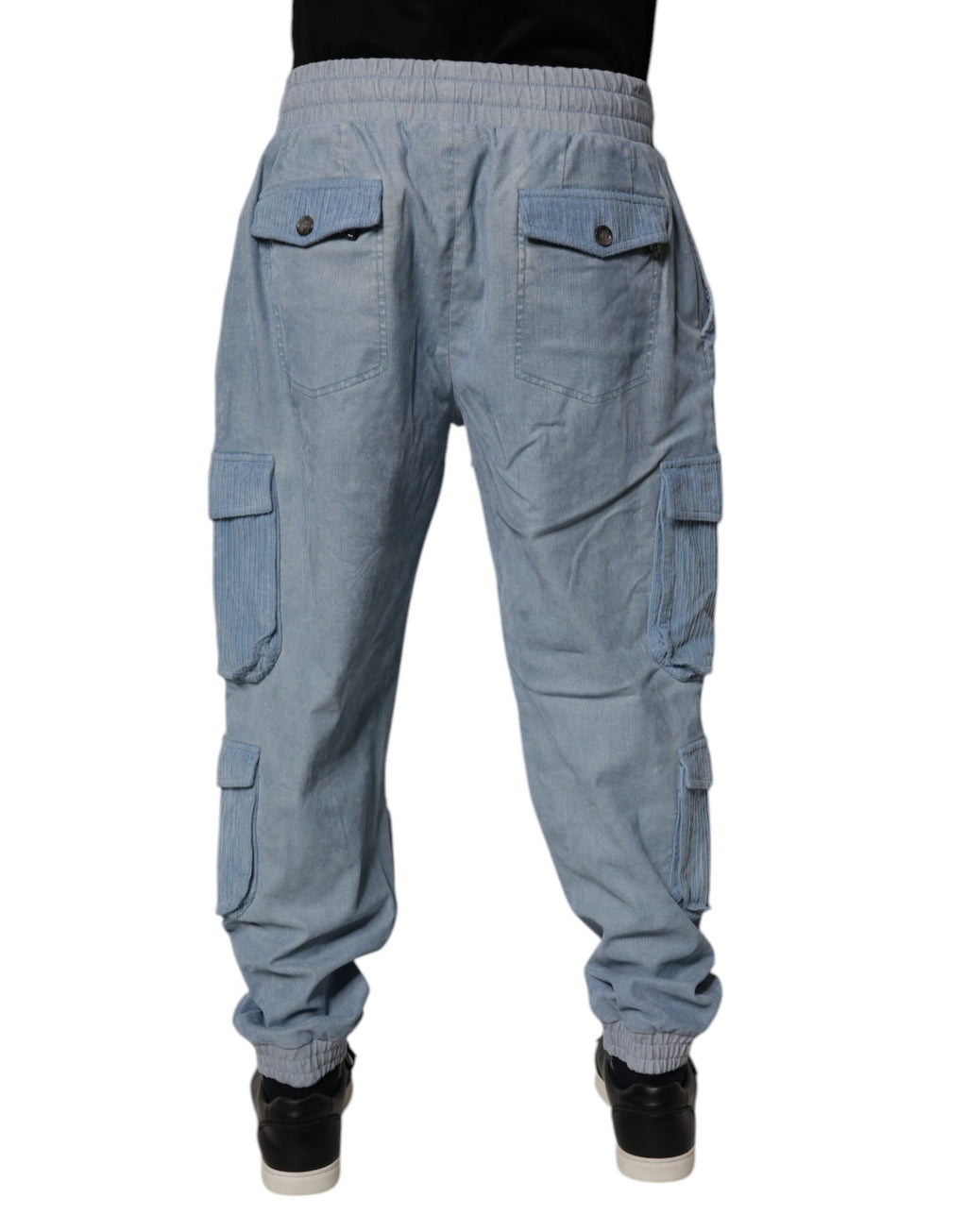 Dolce & Gabbana Hellblaue Baumwoll-Jogger-Cargo-Männer-Denim-Hose