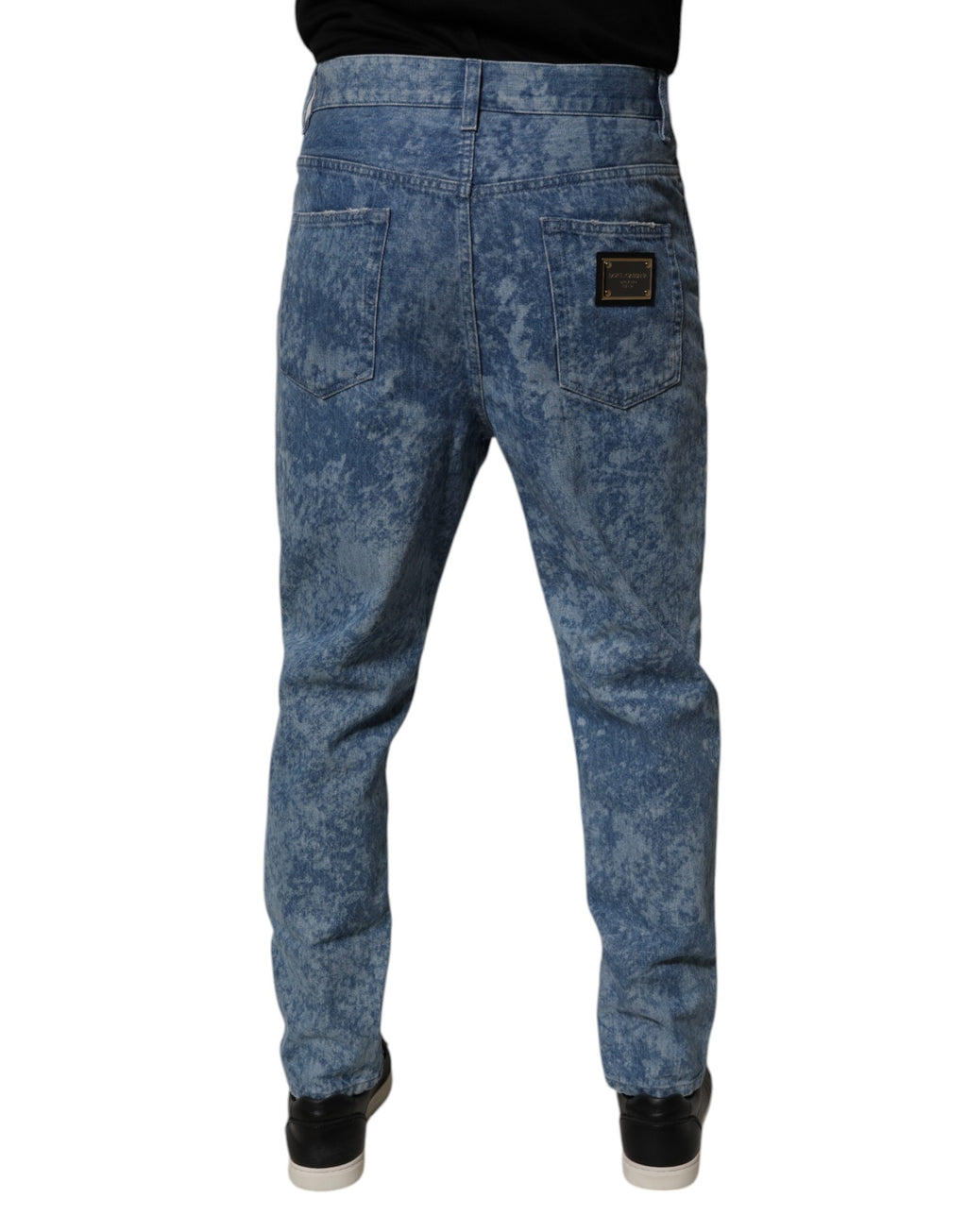 Dolce & Gabbana Blaue Tie Dye Baumwolle Skinny Männer Denim Jeans