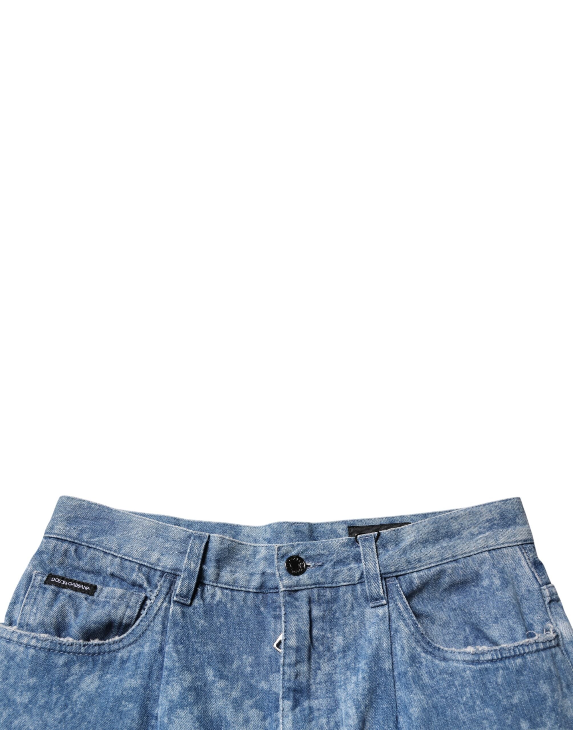 Dolce & Gabbana Blaue Tie Dye Baumwolle Skinny Männer Denim Jeans