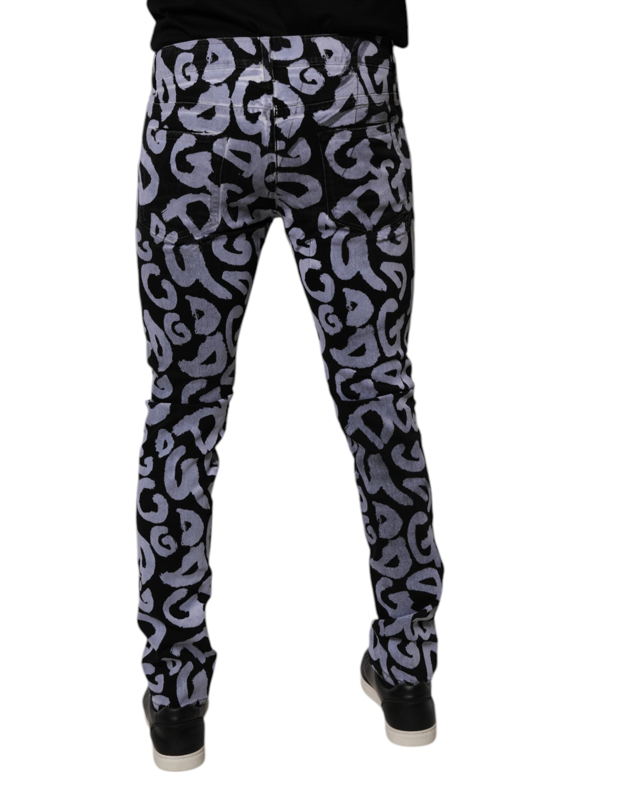 Dolce & Gabbana Schwarze Logo-Monogramm-Baumwoll-Skinny-Denim-Jeans