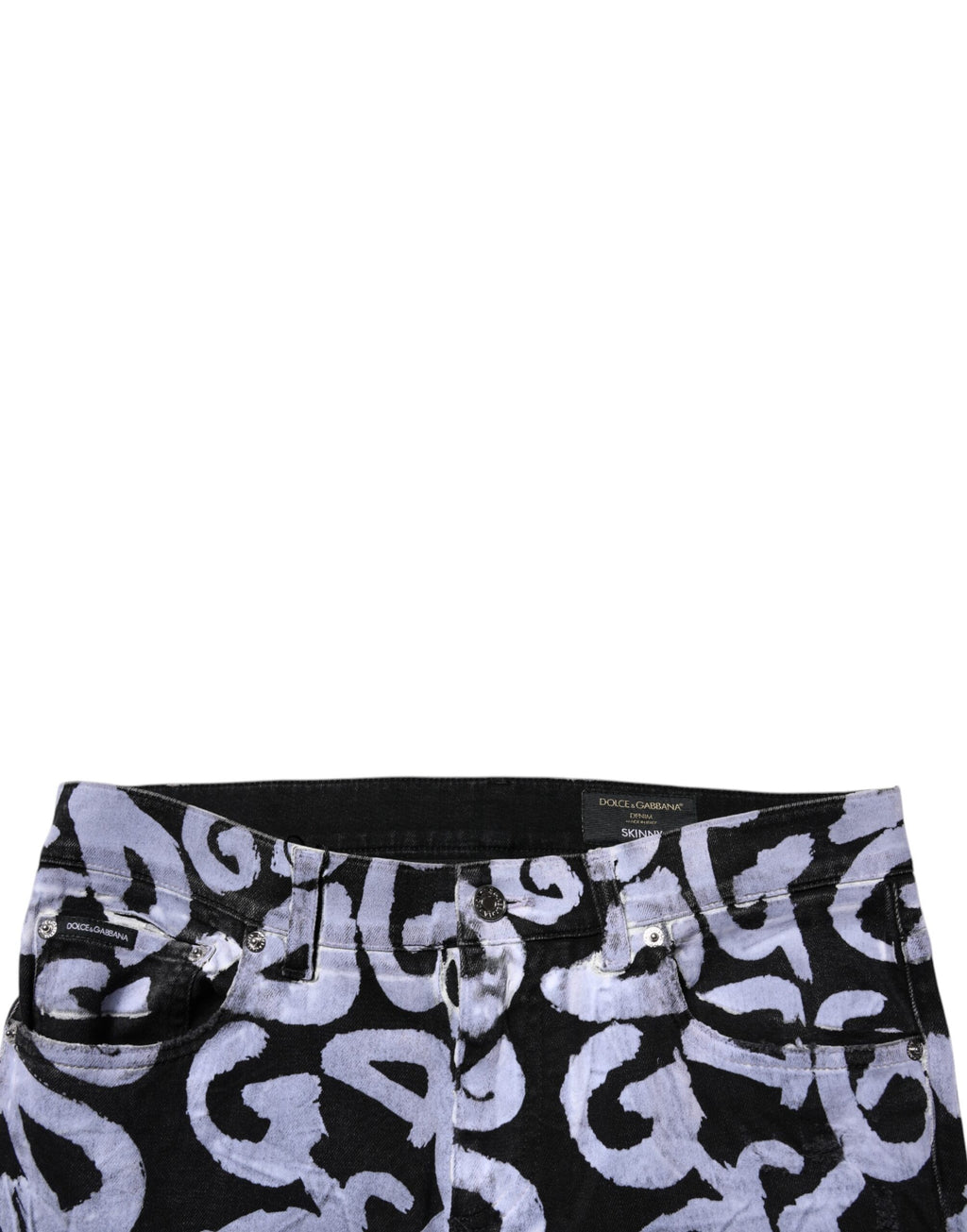 Dolce & Gabbana Schwarze Logo-Monogramm-Baumwoll-Skinny-Denim-Jeans