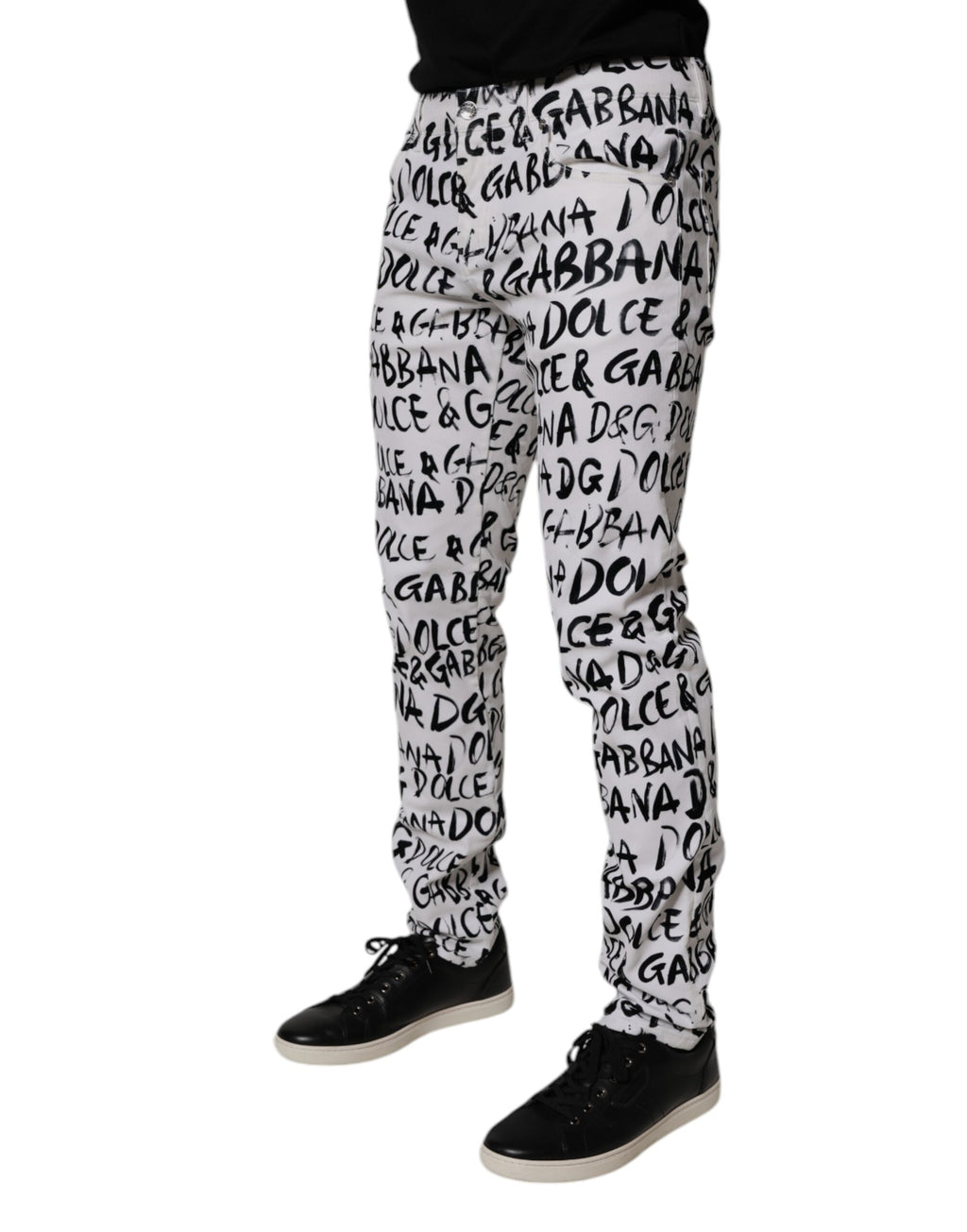 Dolce & Gabbana Weiße Logo bedruckte Skinny Denim Jeans aus Baumwolle
