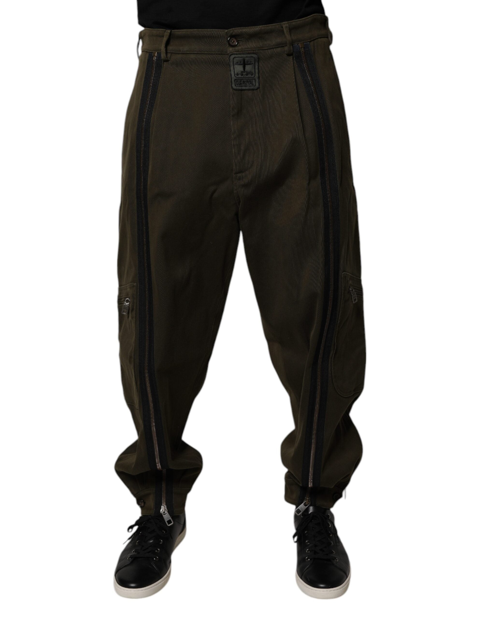 Dolce & Gabbana Dunkelbraune Jogger-Cargo-Hose aus Baumwolle