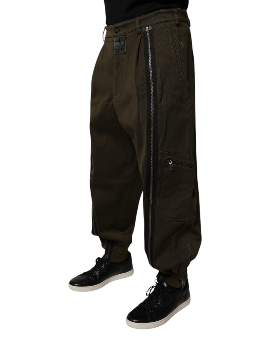 Dolce & Gabbana Dunkelbraune Jogger-Cargo-Hose aus Baumwolle