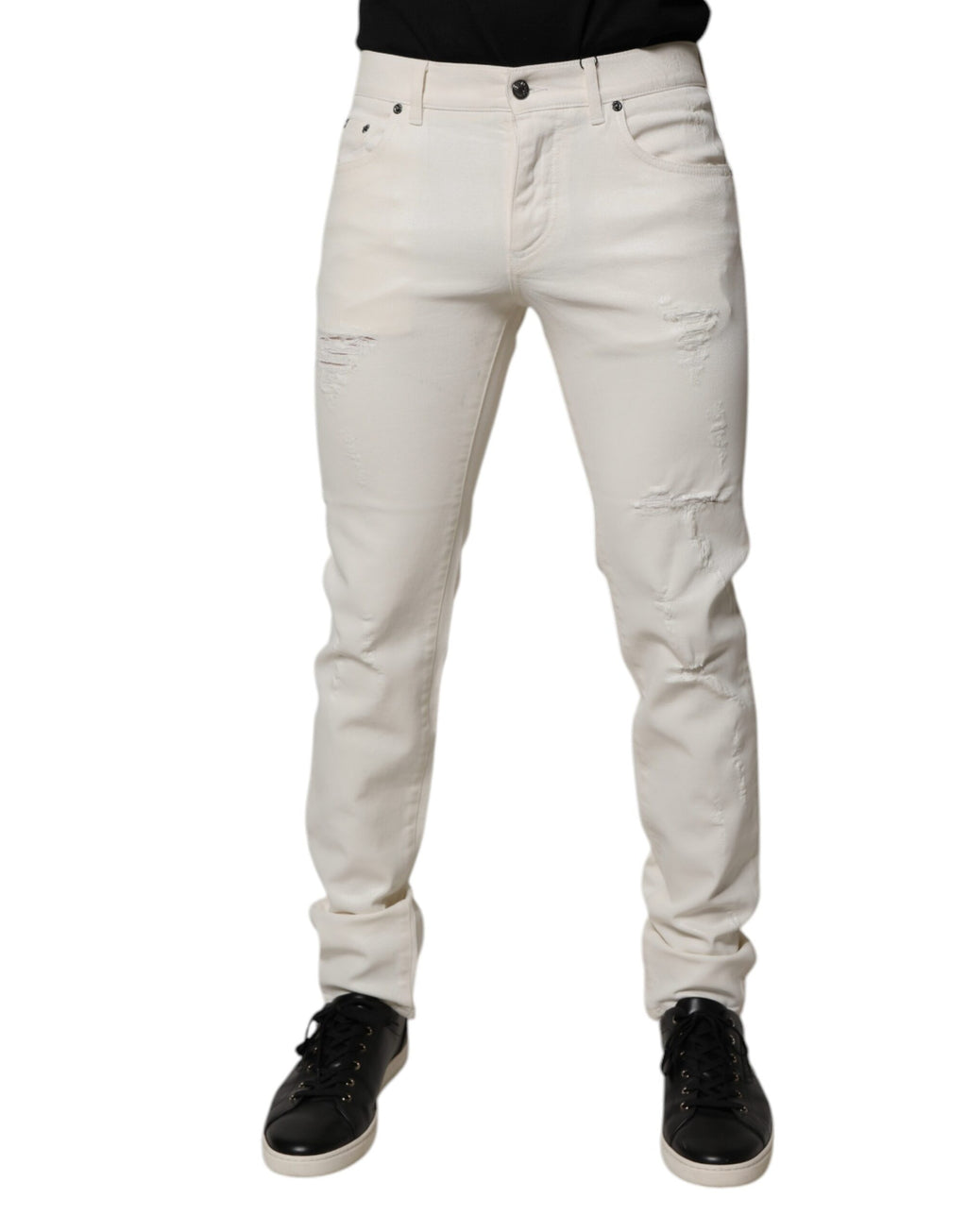 Dolce & Gabbana Weiße Baumwoll-Stretch-Skinny-Jeans