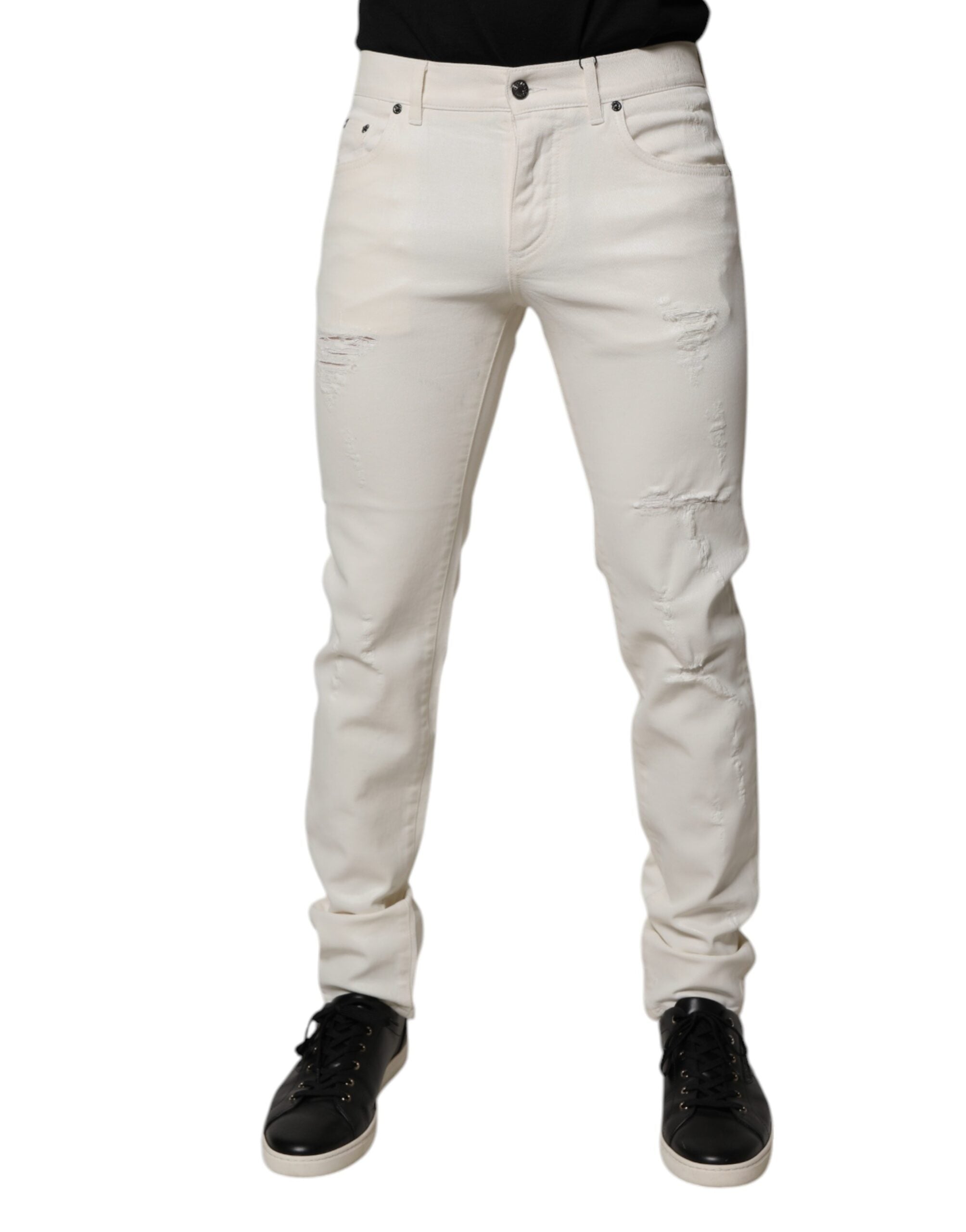 Dolce & Gabbana Weiße Baumwoll-Stretch-Skinny-Jeans