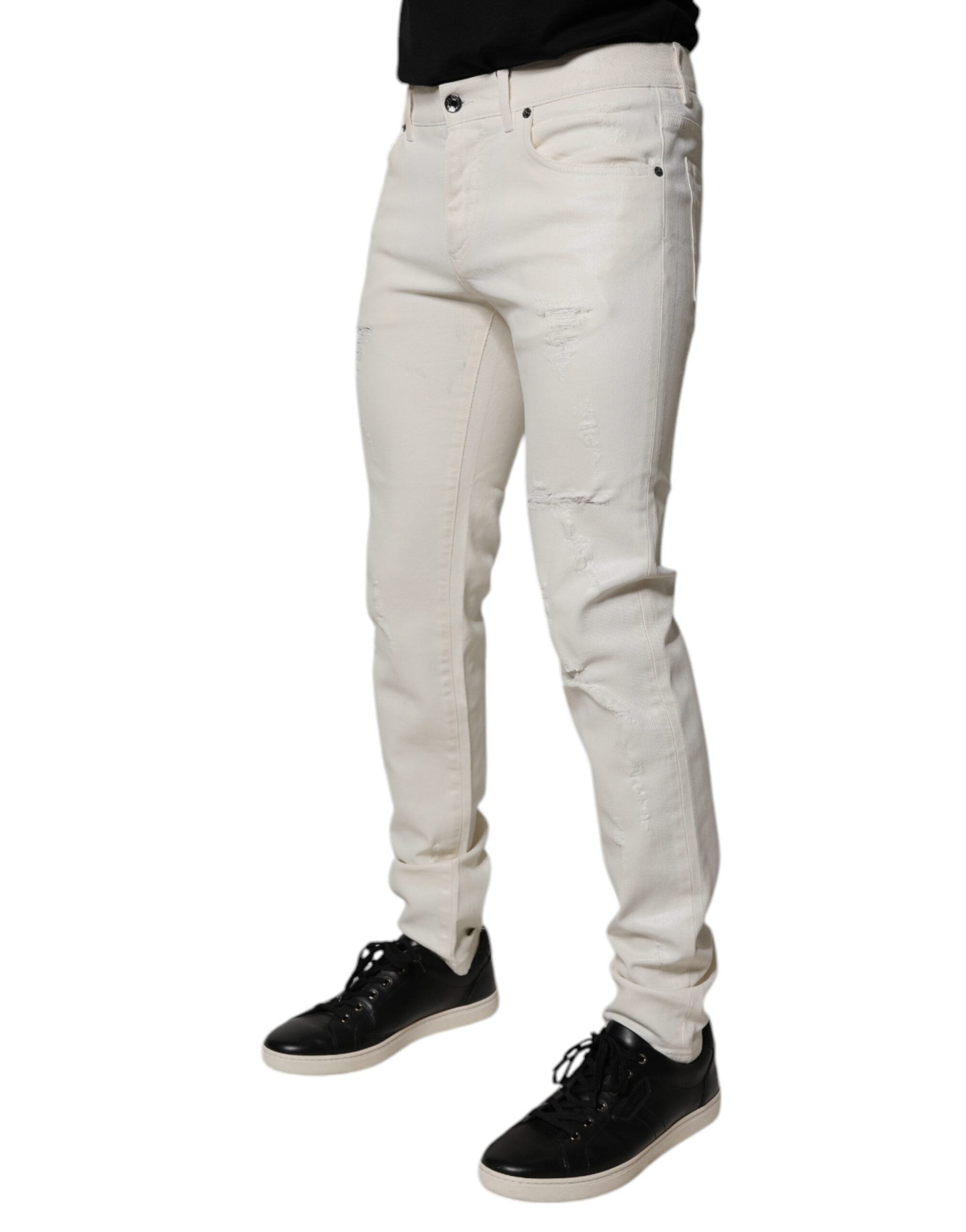 Dolce & Gabbana Weiße Baumwoll-Stretch-Skinny-Jeans