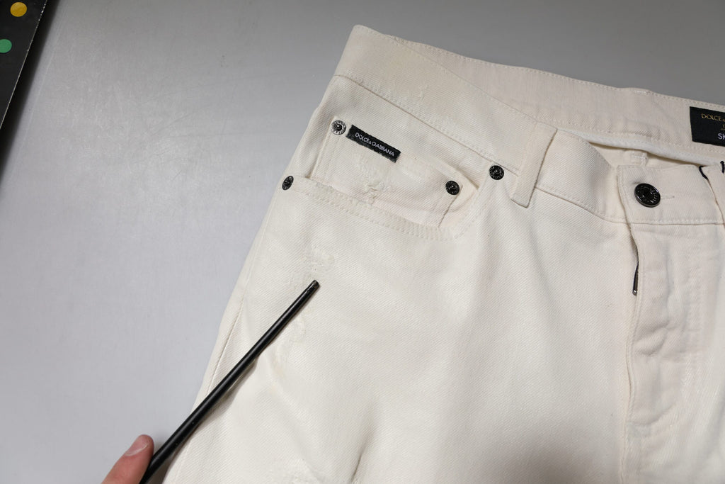 Dolce & Gabbana Weiße Baumwoll-Stretch-Skinny-Jeans