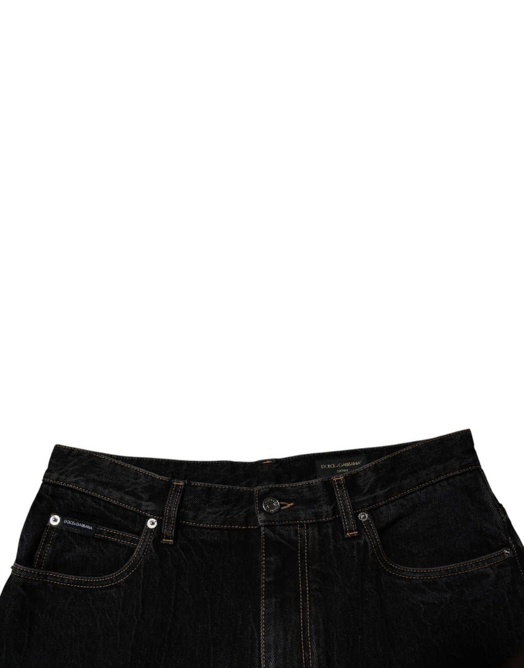 Dolce & Gabbana Schwarze Denim-Jeans aus Baumwolle mit breiter Taille und weitem Bein