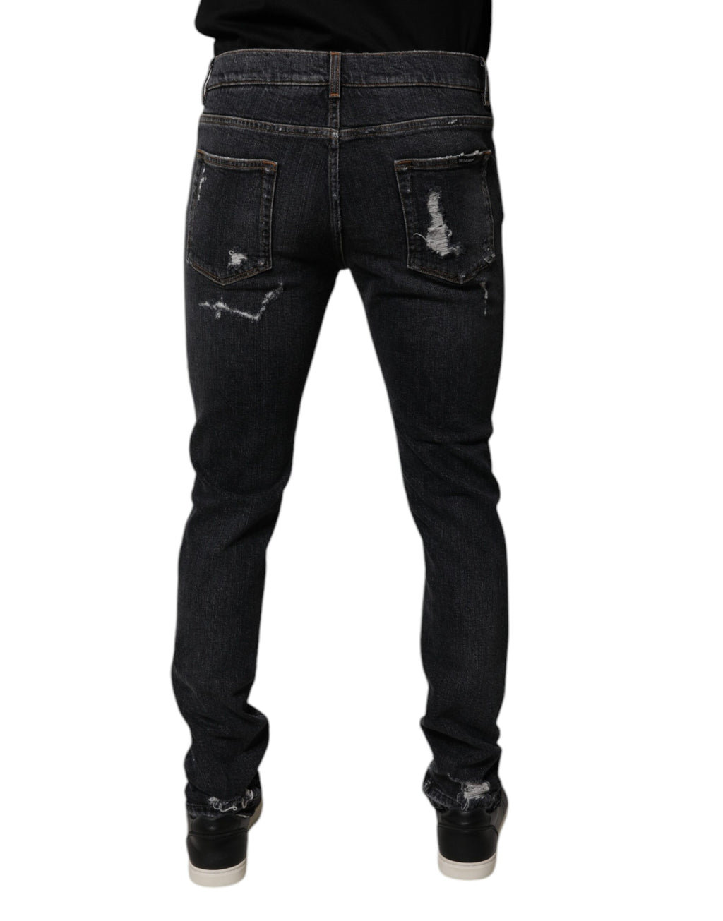 Dolce & Gabbana Schwarze zerfledderte Baumwoll-Skinny Denim-Jeans für Männer