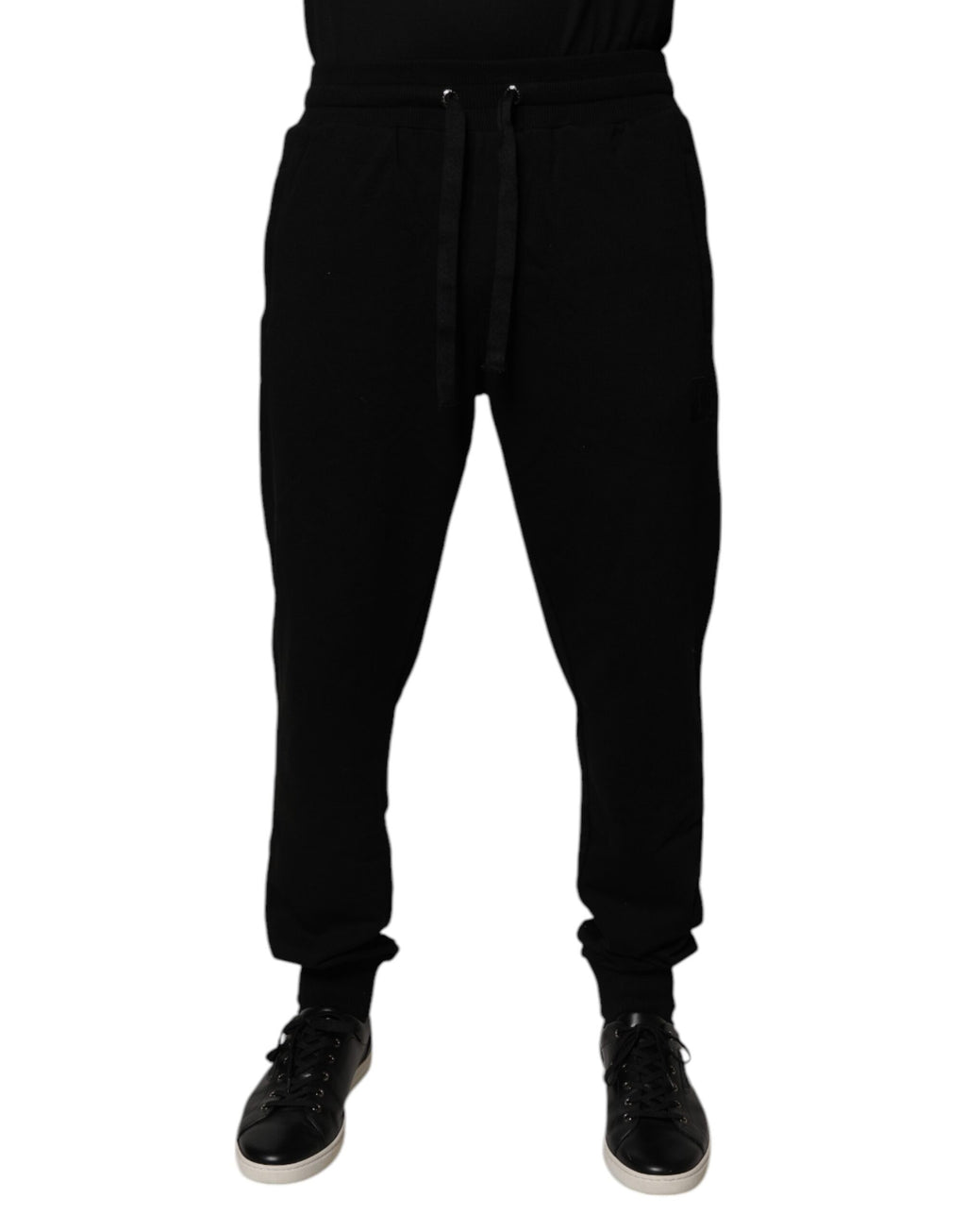 Dolce & Gabbana Schwarze Baumwoll-Jogger-Sweatpants mit mittlerer Taille