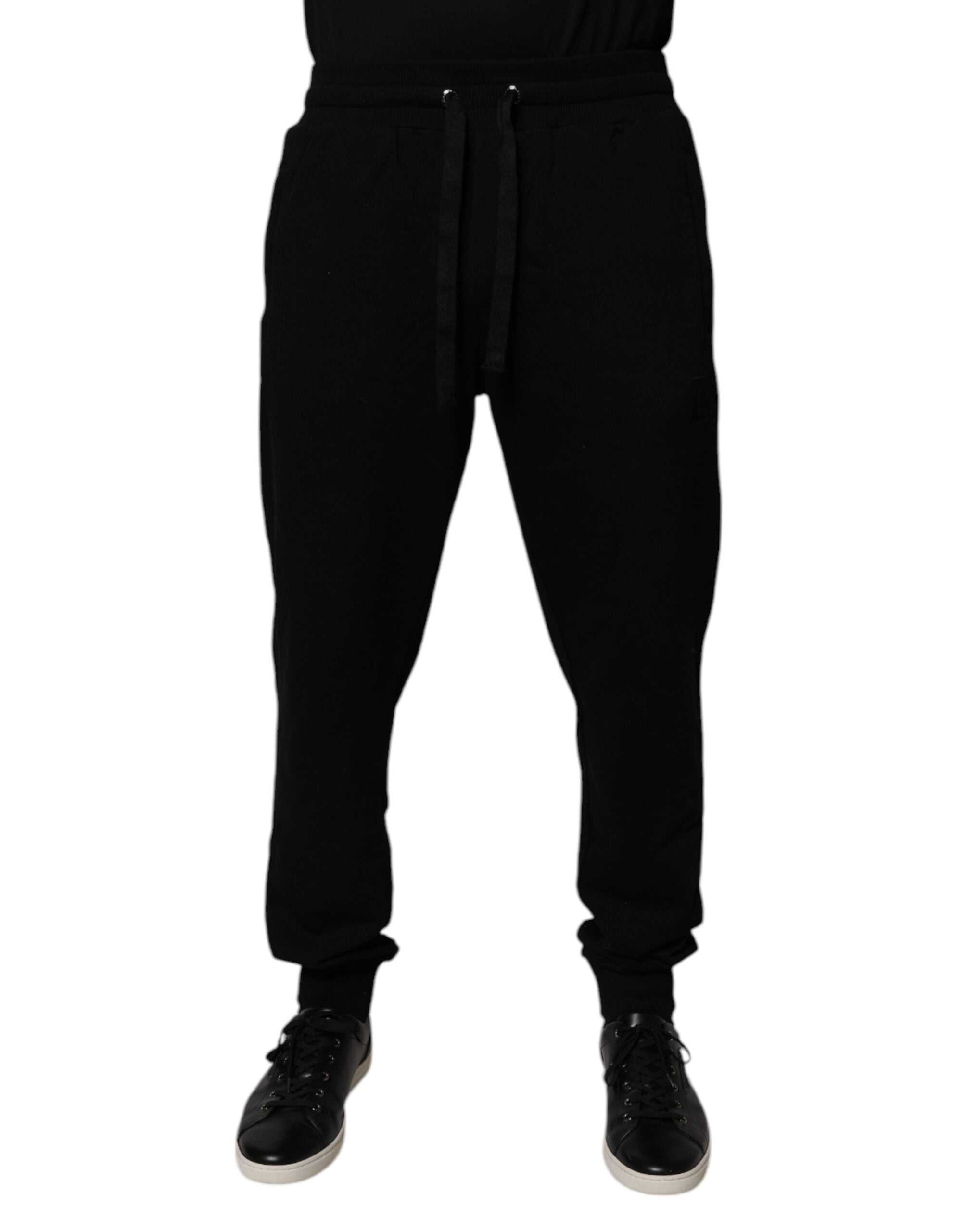Dolce & Gabbana Schwarze Baumwoll-Jogger-Sweatpants mit mittlerer Taille