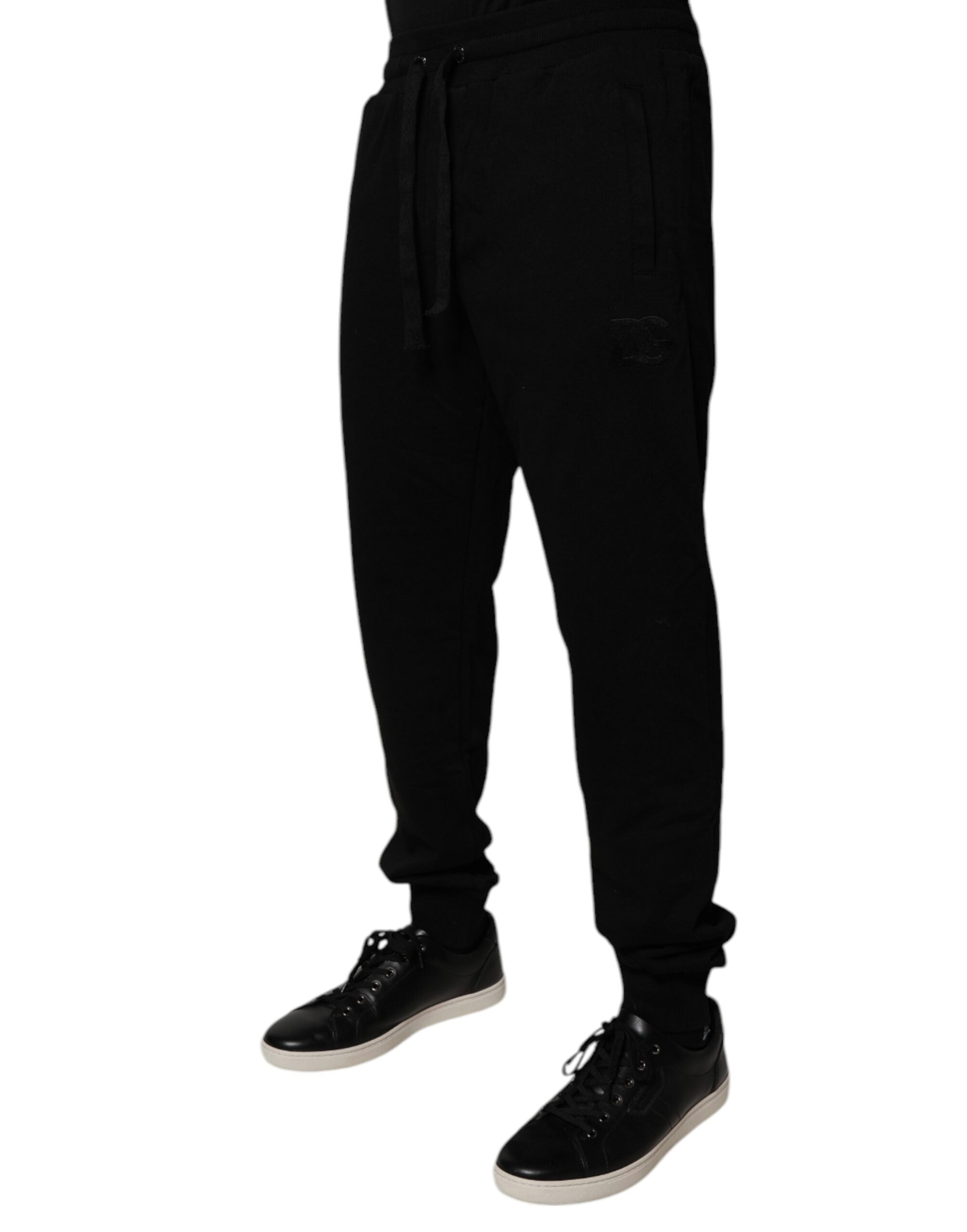 Dolce & Gabbana Schwarze Baumwoll-Jogger-Sweatpants mit mittlerer Taille