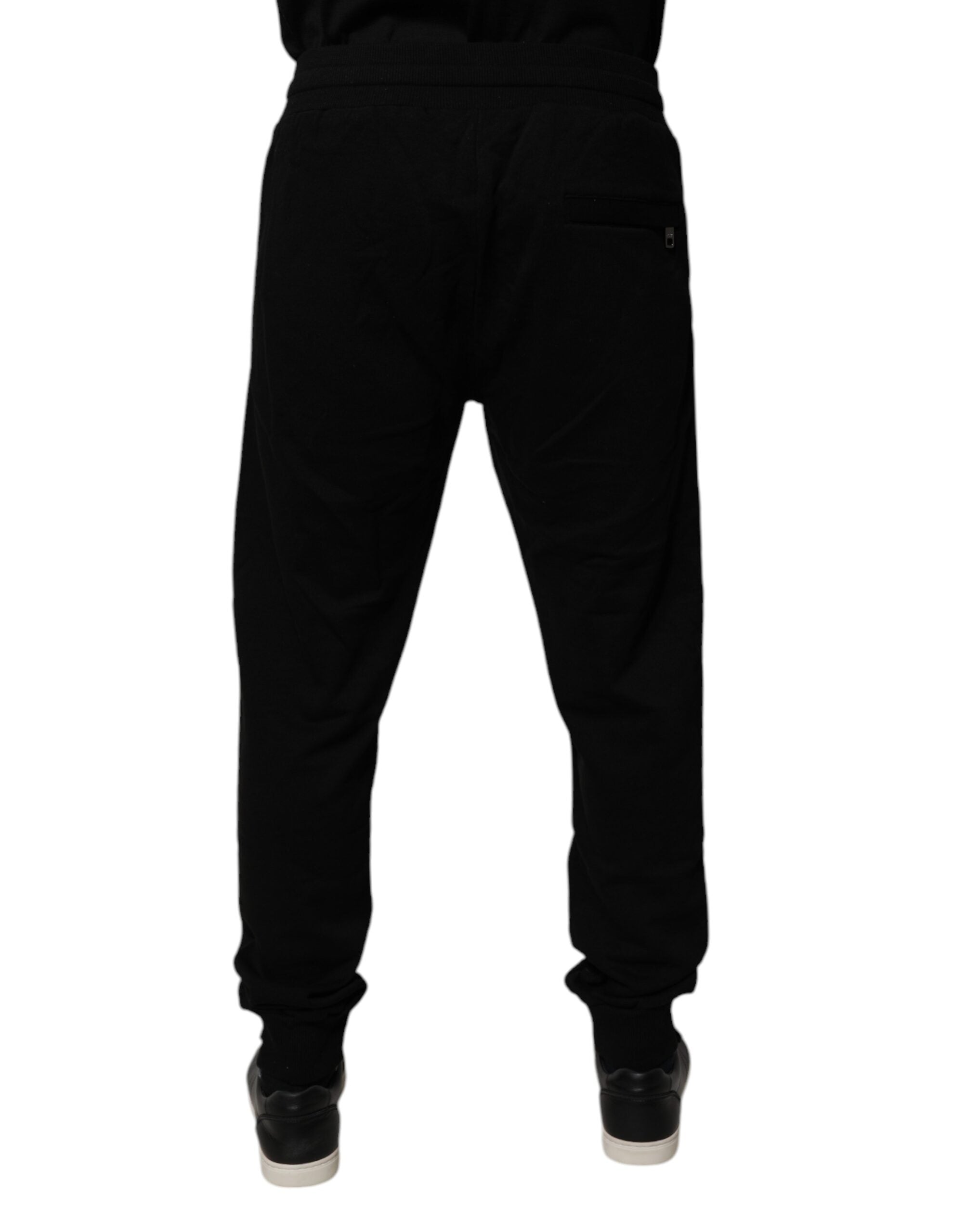 Dolce & Gabbana Schwarze Baumwoll-Jogger-Sweatpants mit mittlerer Taille