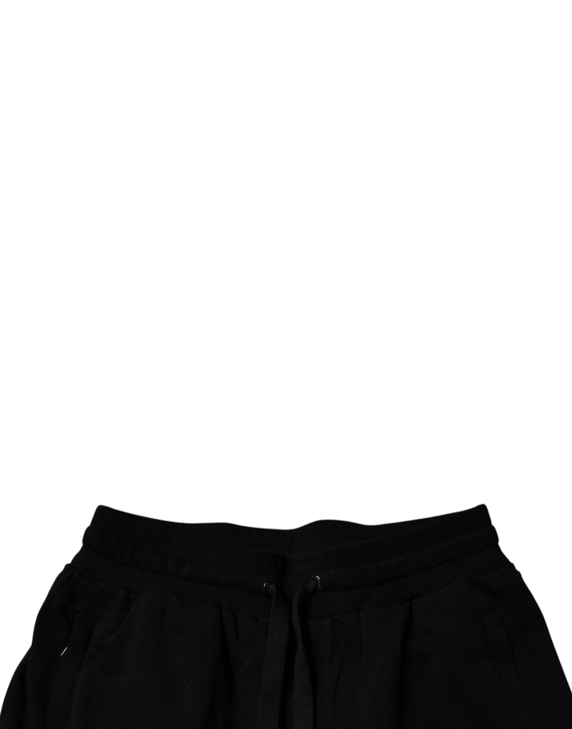 Dolce & Gabbana Schwarze Baumwoll-Jogger-Sweatpants mit mittlerer Taille