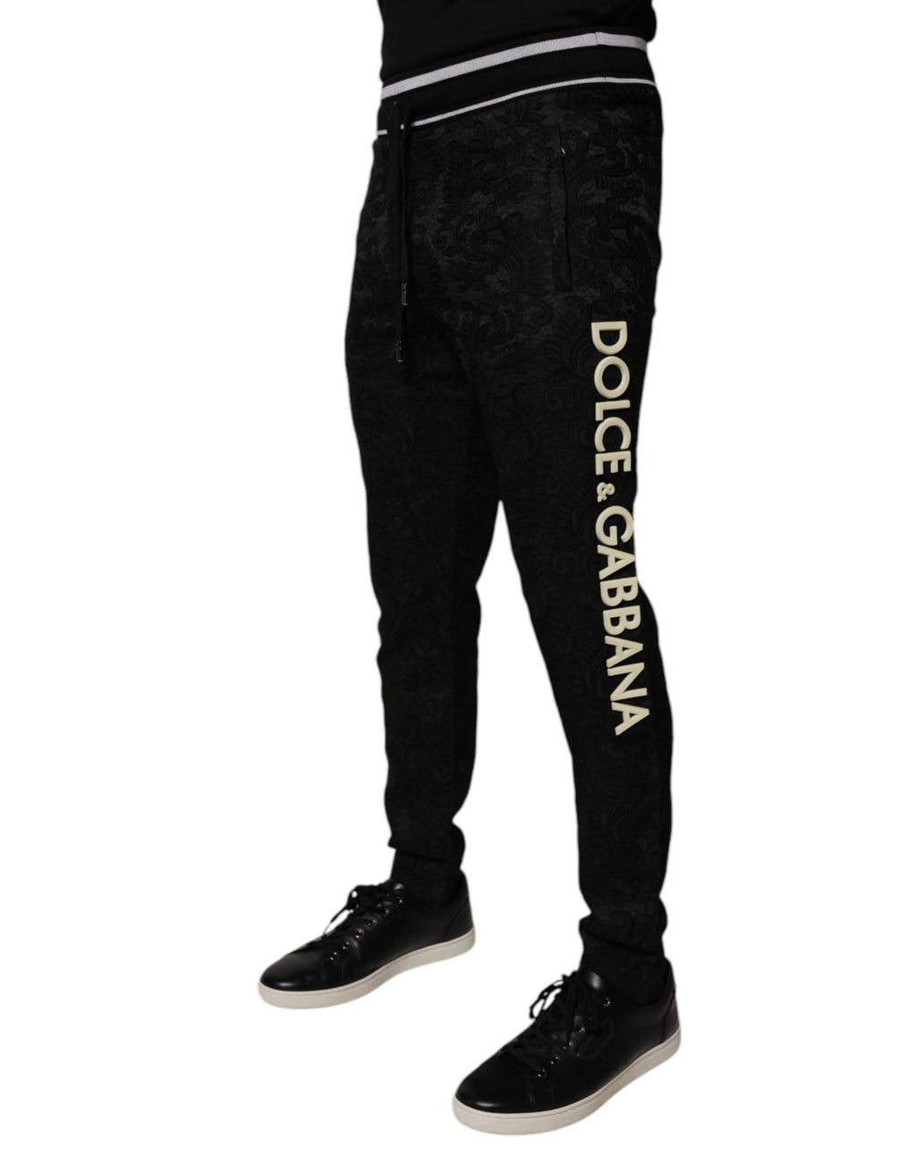 Dolce & Gabbana Schwarze Mid Waist Jogger Herren Sweatpants Hosen