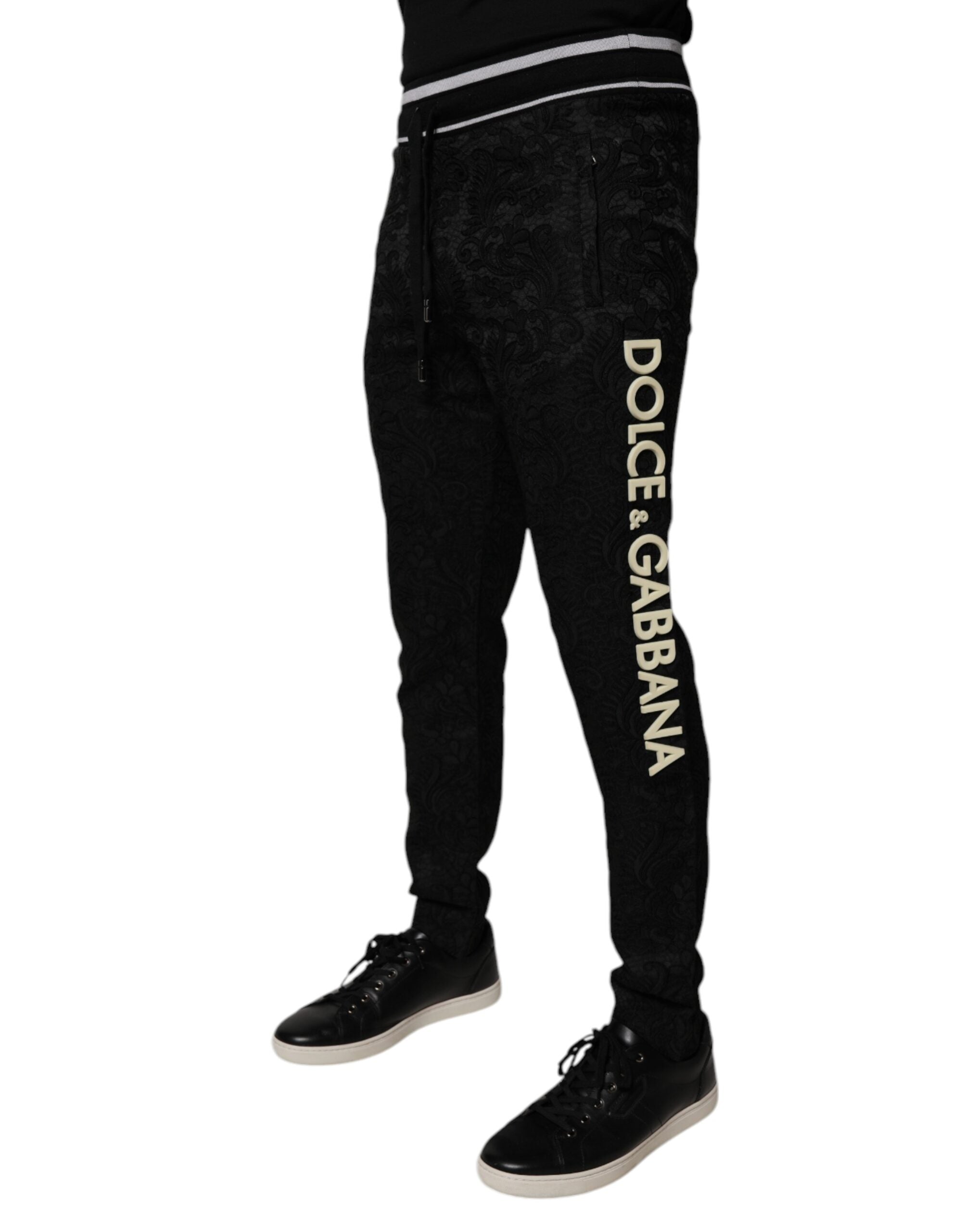 Dolce & Gabbana Schwarze Mid Waist Jogger Herren Sweatpants Hosen