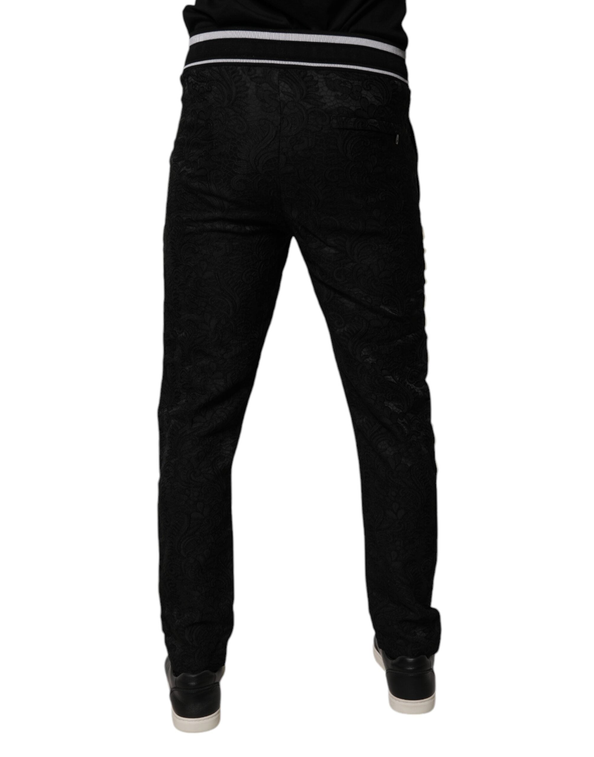 Dolce & Gabbana Schwarze Mid Waist Jogger Herren Sweatpants Hosen