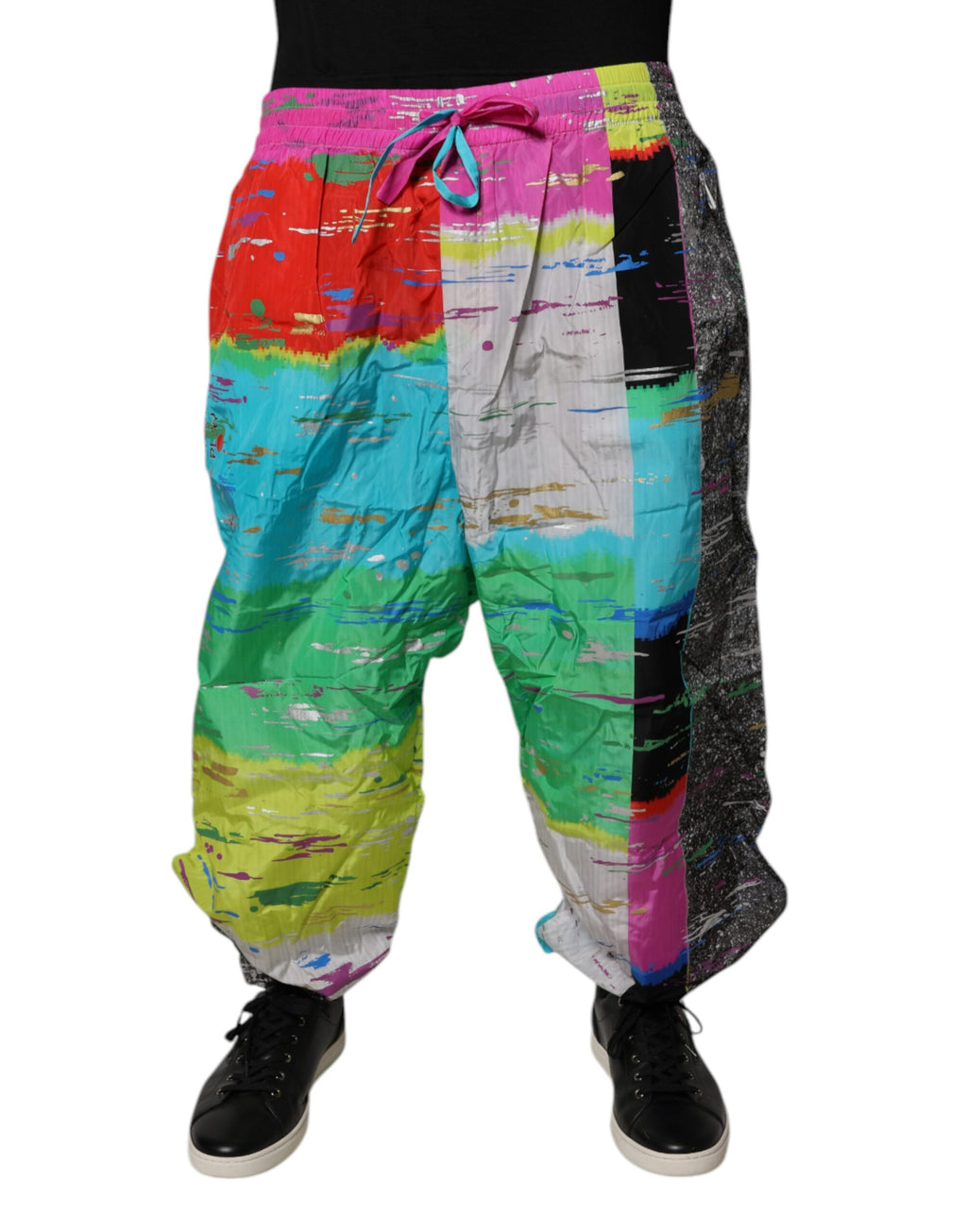 Dolce & Gabbana Multicolor Patchwork Mid Waist Sweatpants Hosen