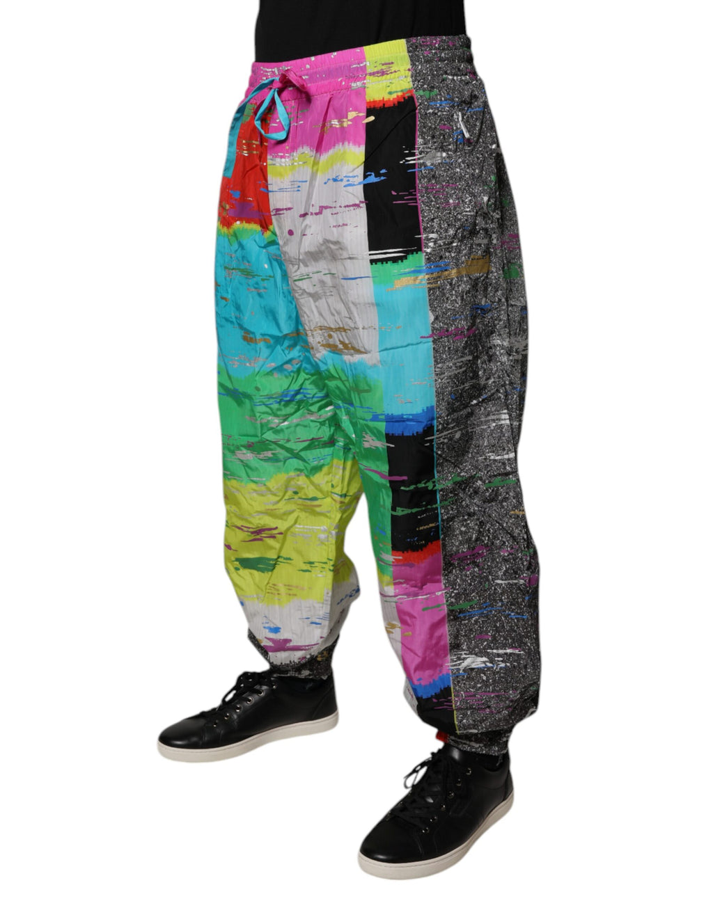 Dolce & Gabbana Multicolor Patchwork Mid Waist Sweatpants Hosen