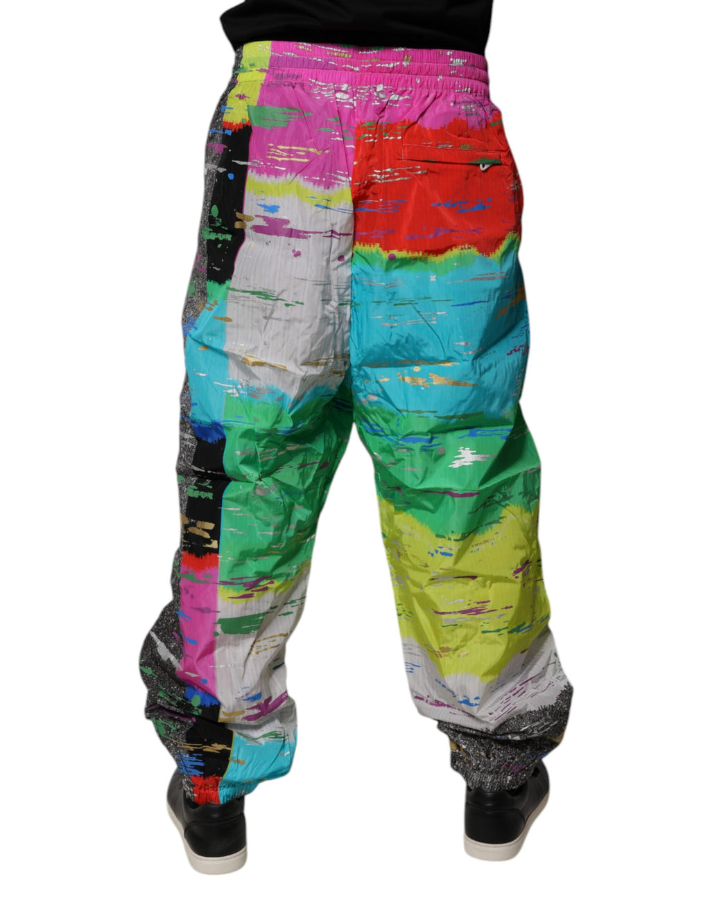 Dolce & Gabbana Multicolor Patchwork Mid Waist Sweatpants Hosen