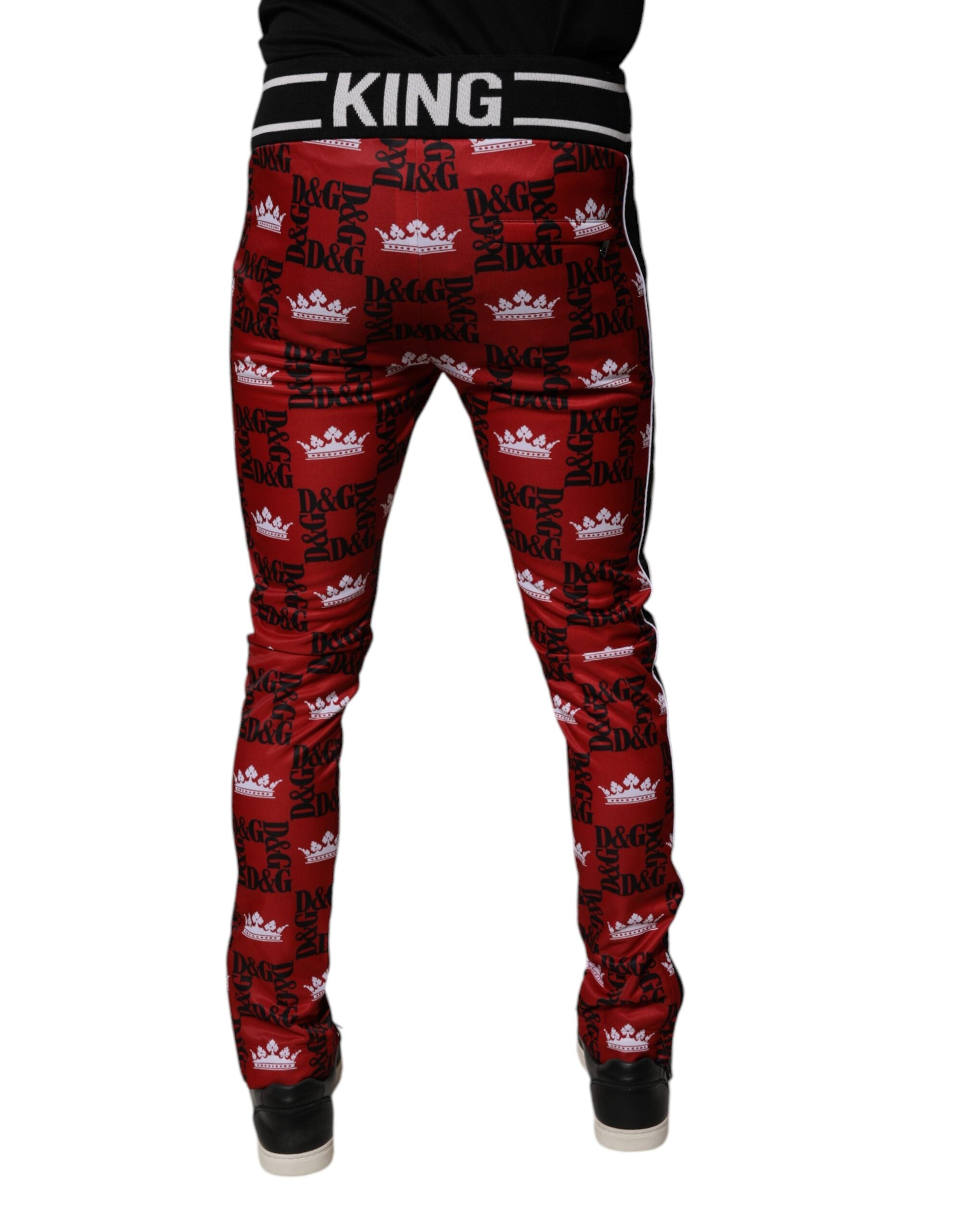 Dolce & Gabbana Rote Krone Logo Monogramm Männer Sweatpants Hosen