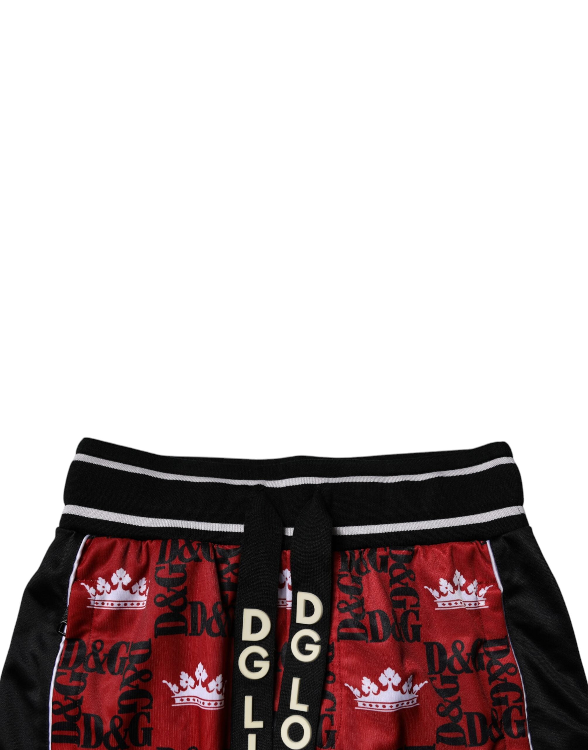 Dolce & Gabbana Rote Krone Logo Monogramm Männer Sweatpants Hosen