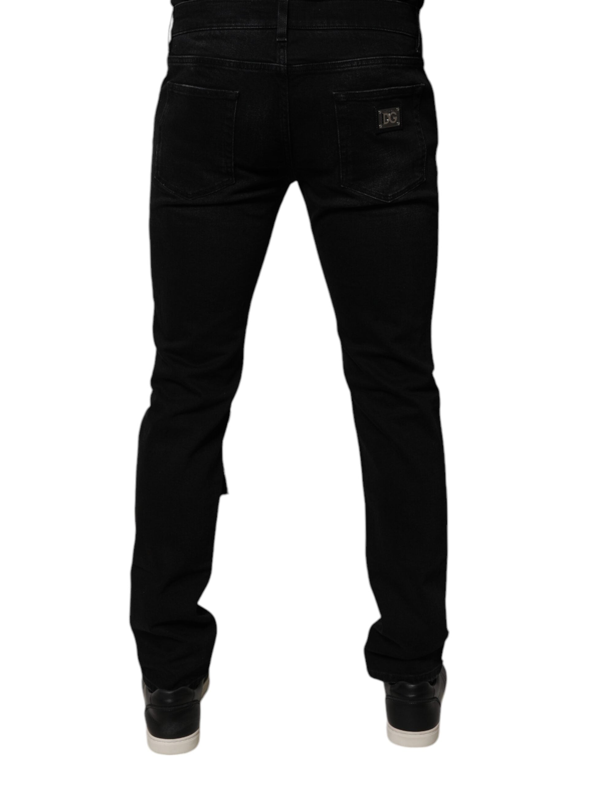 Dolce & Gabbana Schwarze Ripped Cotton Skinny Herren Denim Jeans