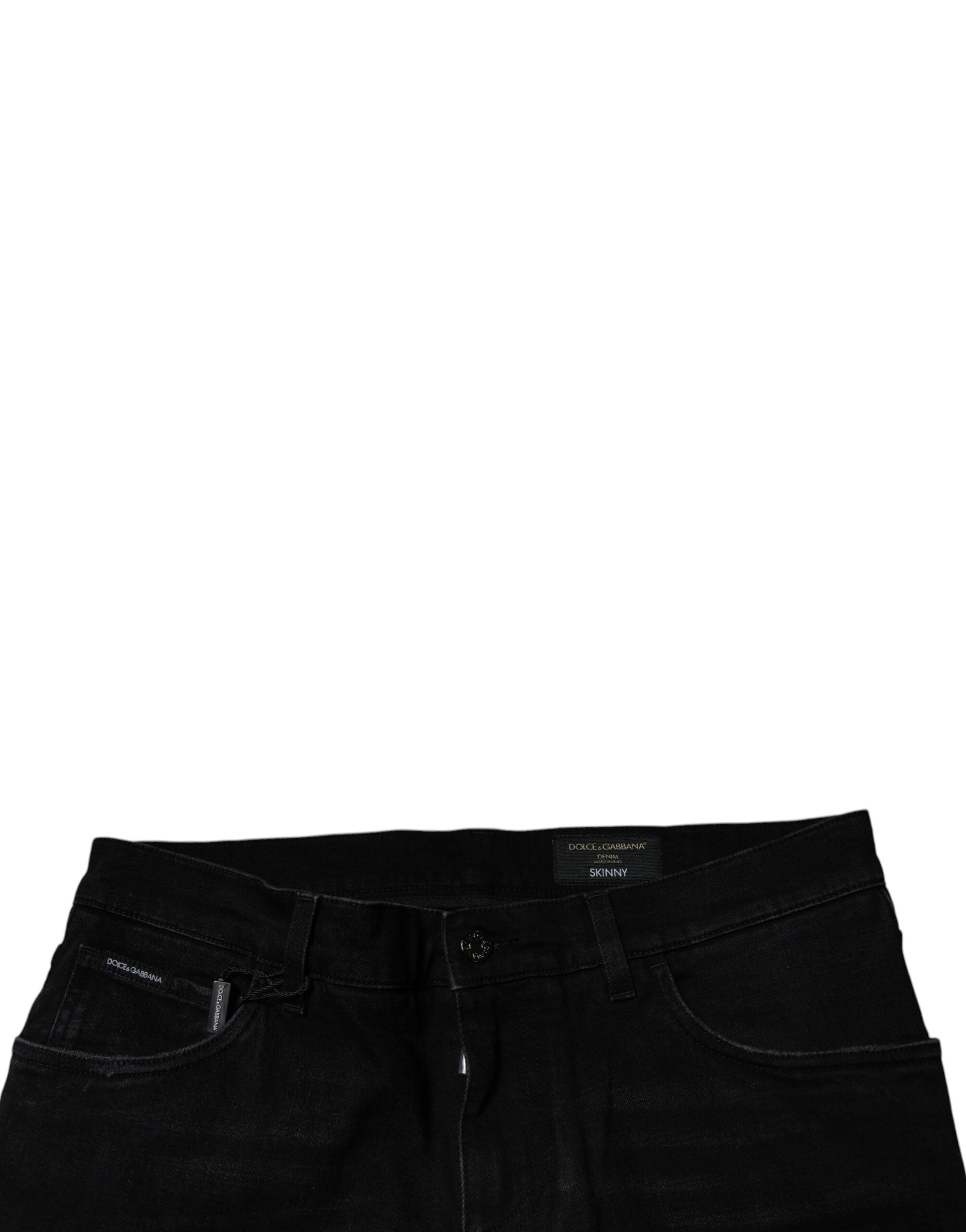 Dolce & Gabbana Schwarze Ripped Cotton Skinny Herren Denim Jeans