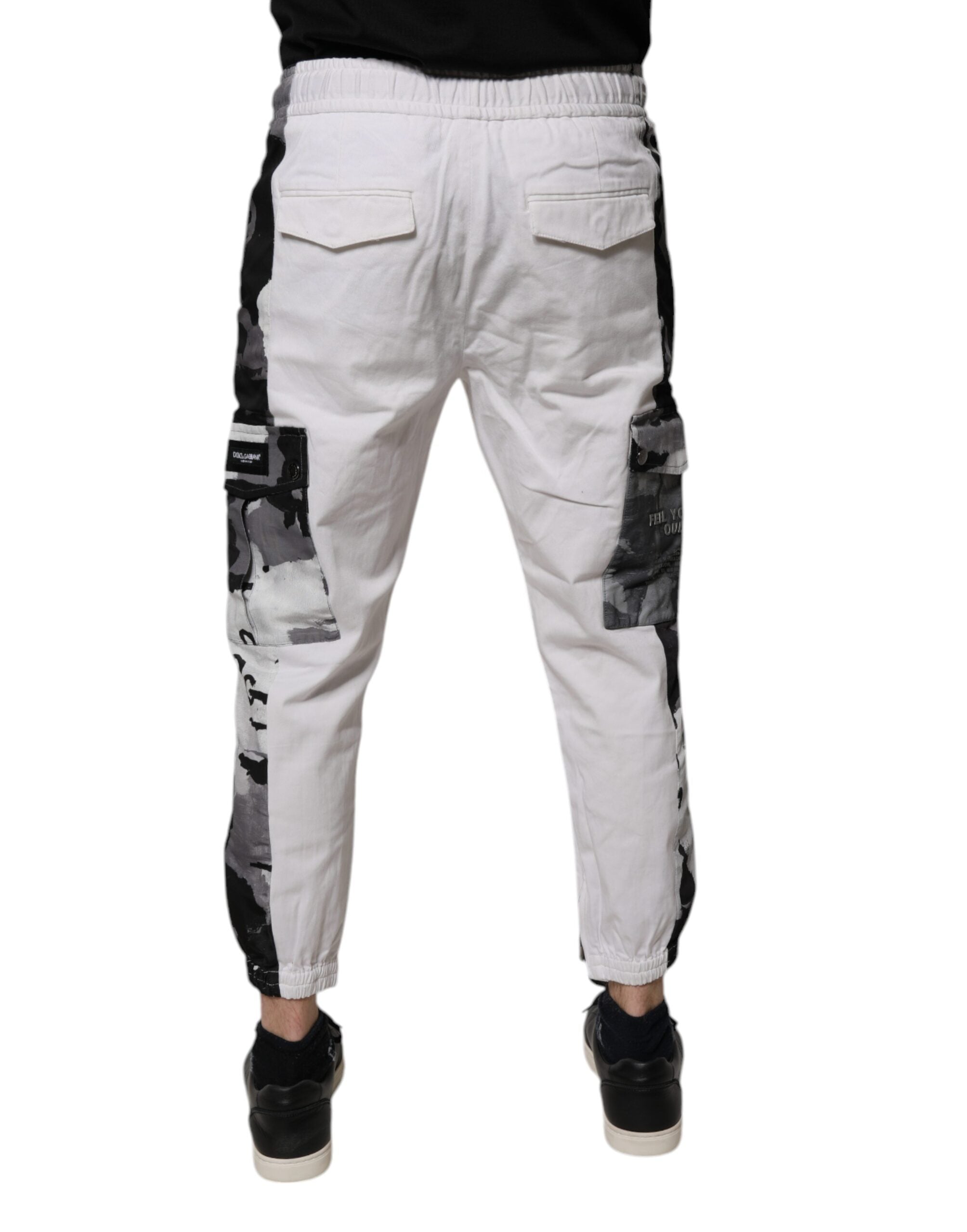 Dolce & Gabbana Weiße Cargo-Jogger-Sweatpants aus Baumwolle