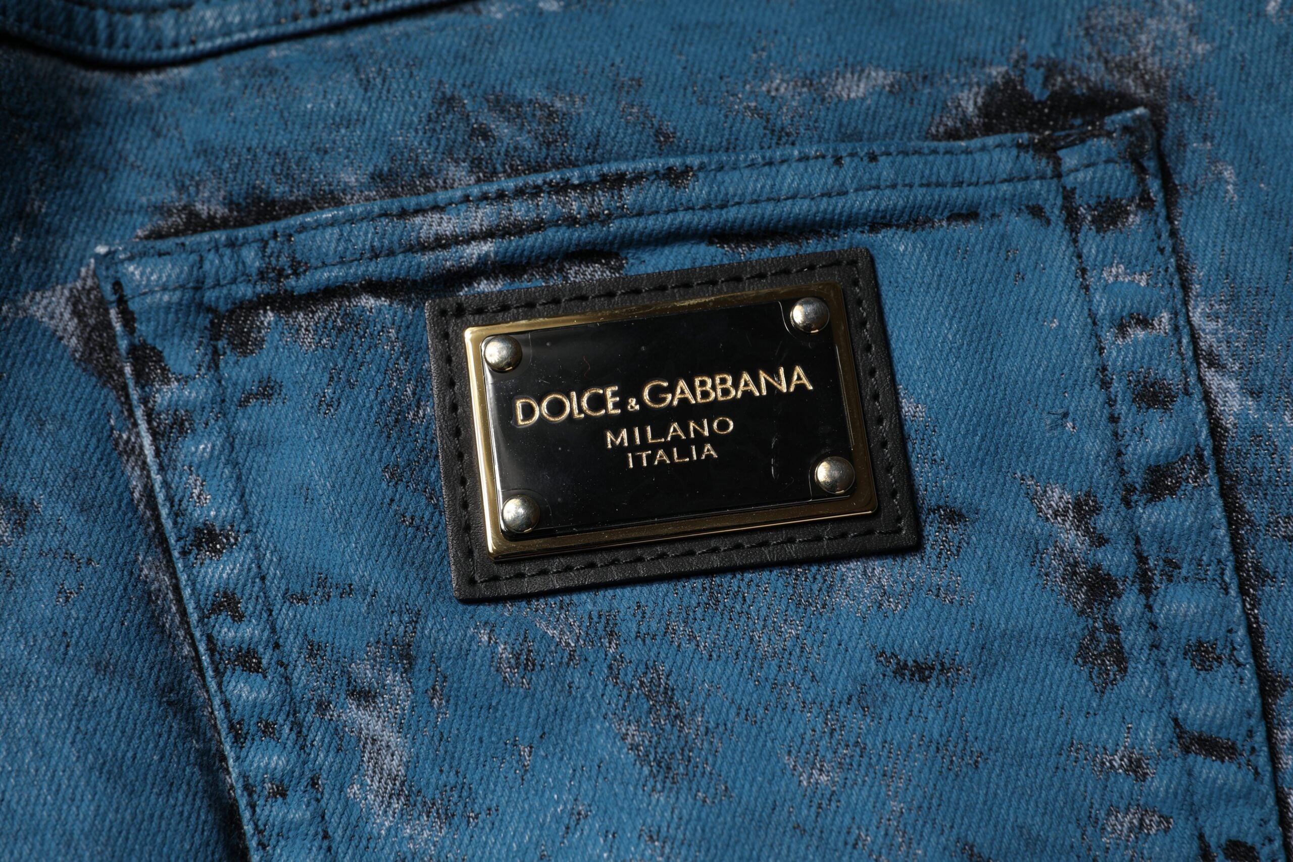 Dolce & Gabbana Blaue Tie Dye Baumwolle Skinny Männer Denim Jeans