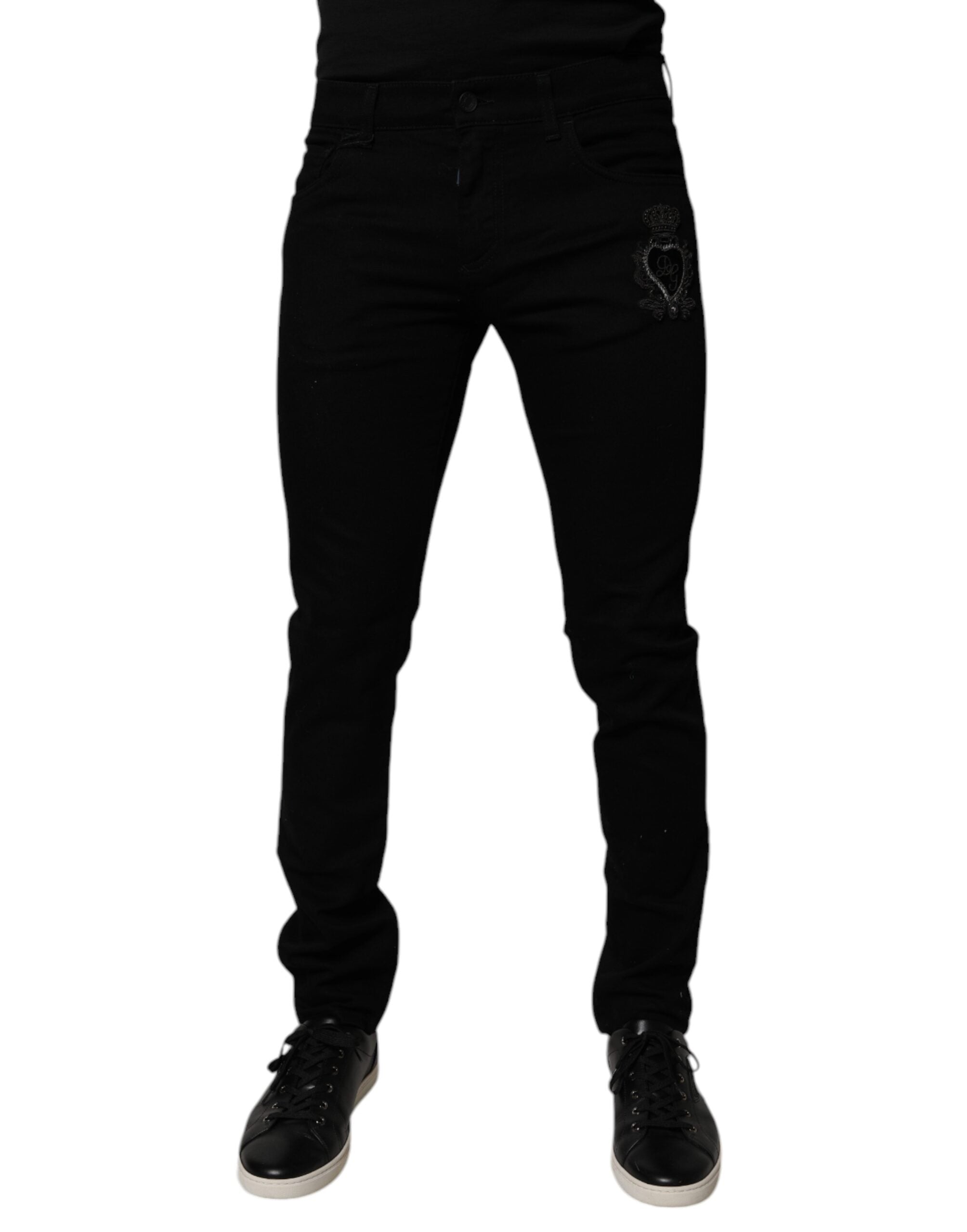 Dolce & Gabbana Schwarze Sacred Heart Cotton Skinny Denim Jeans
