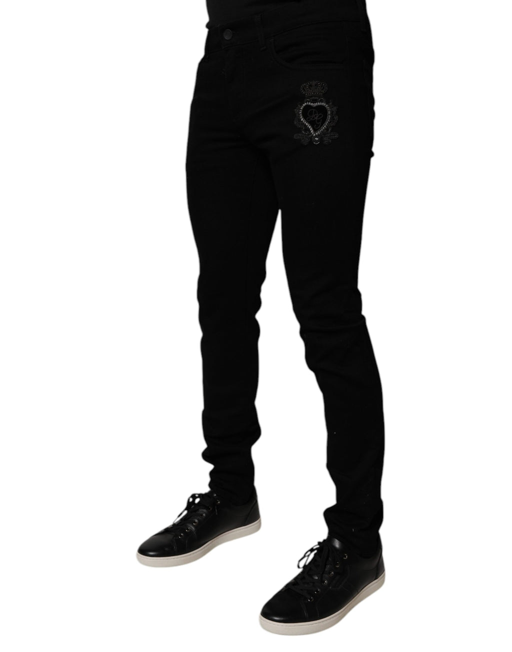 Dolce & Gabbana Schwarze Sacred Heart Cotton Skinny Denim Jeans