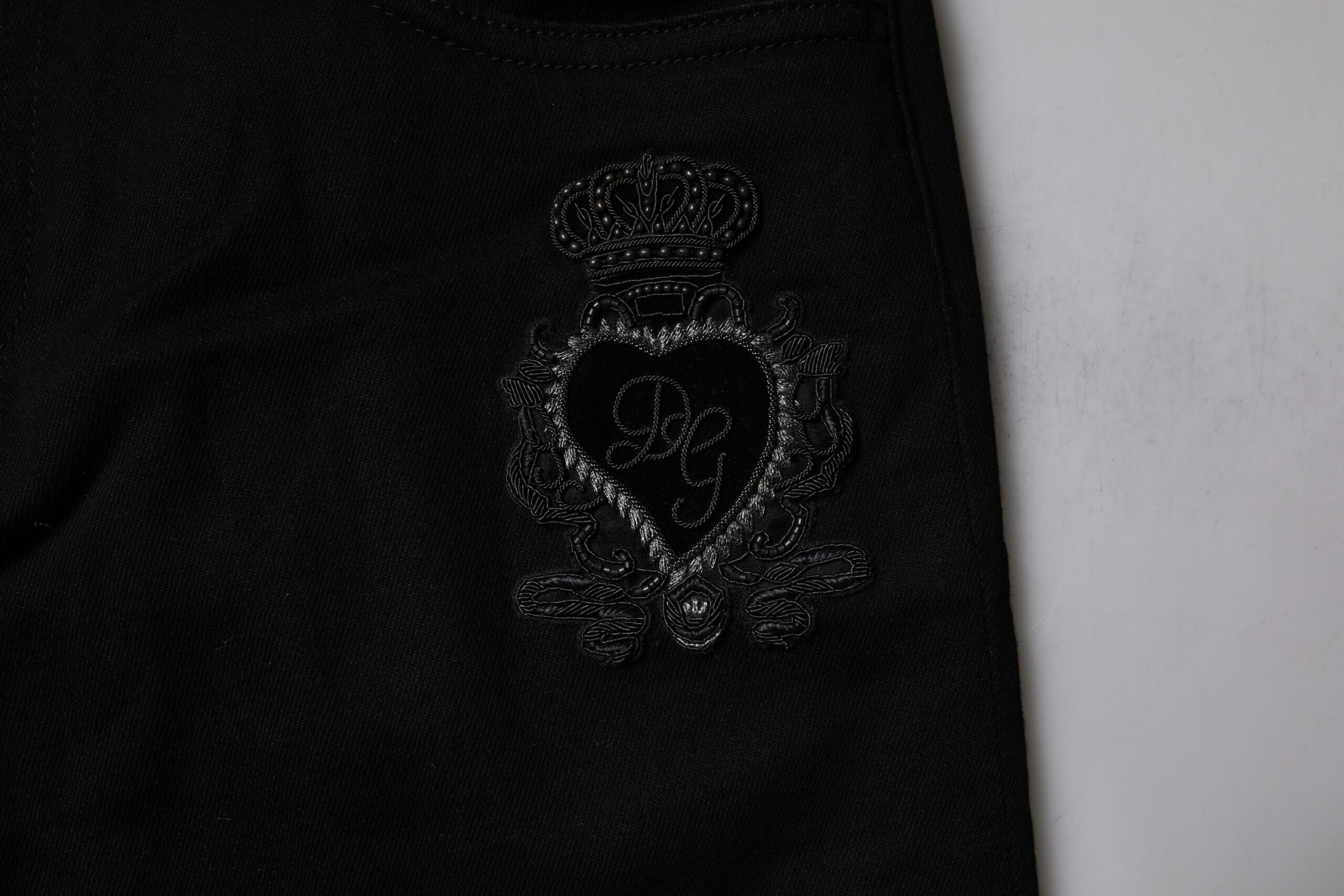 Dolce & Gabbana Schwarze Sacred Heart Cotton Skinny Denim Jeans