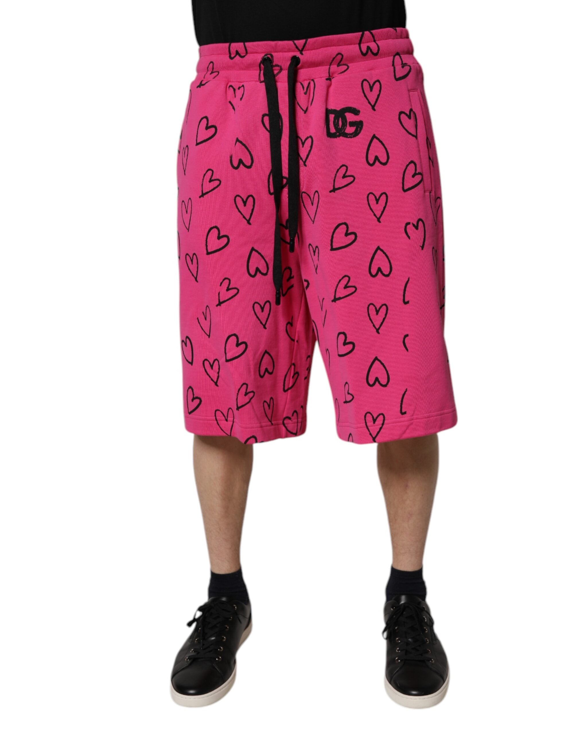 Dolce & Gabbana Rosa Bermuda-Shorts mit Herz-Print aus Baumwolle