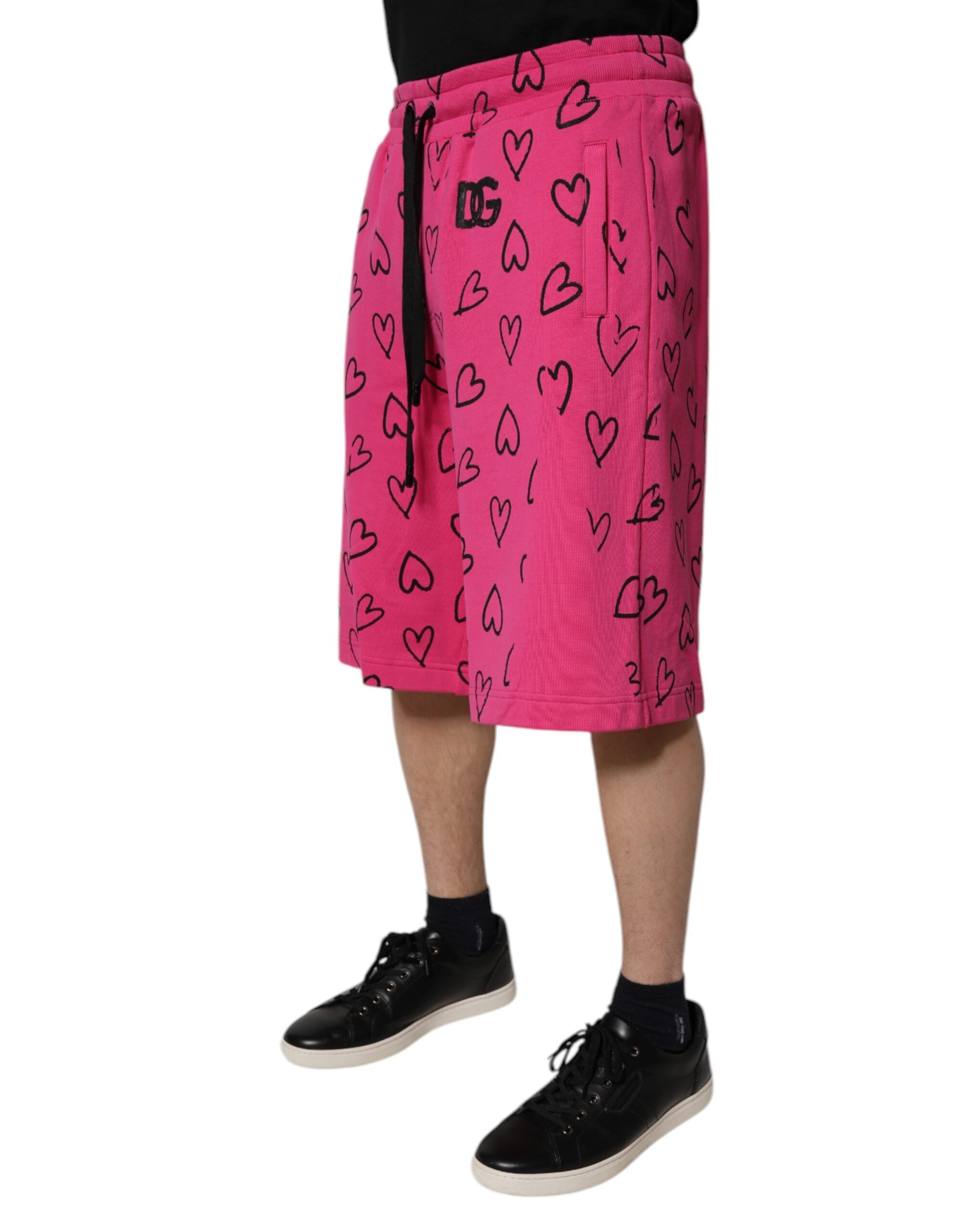 Dolce & Gabbana Rosa Bermuda-Shorts mit Herz-Print aus Baumwolle