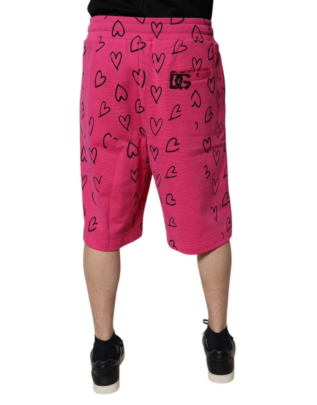 Dolce & Gabbana Rosa Bermuda-Shorts mit Herz-Print aus Baumwolle