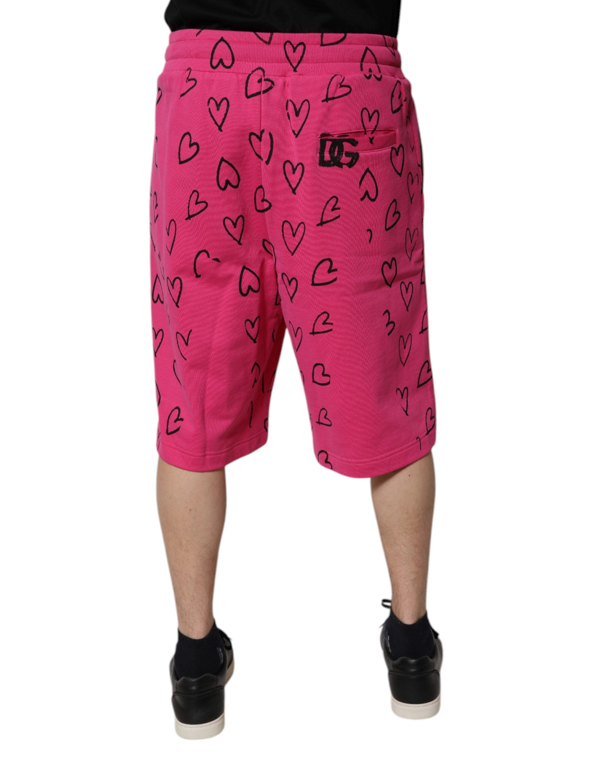 Dolce & Gabbana Rosa Bermuda-Shorts mit Herz-Print aus Baumwolle