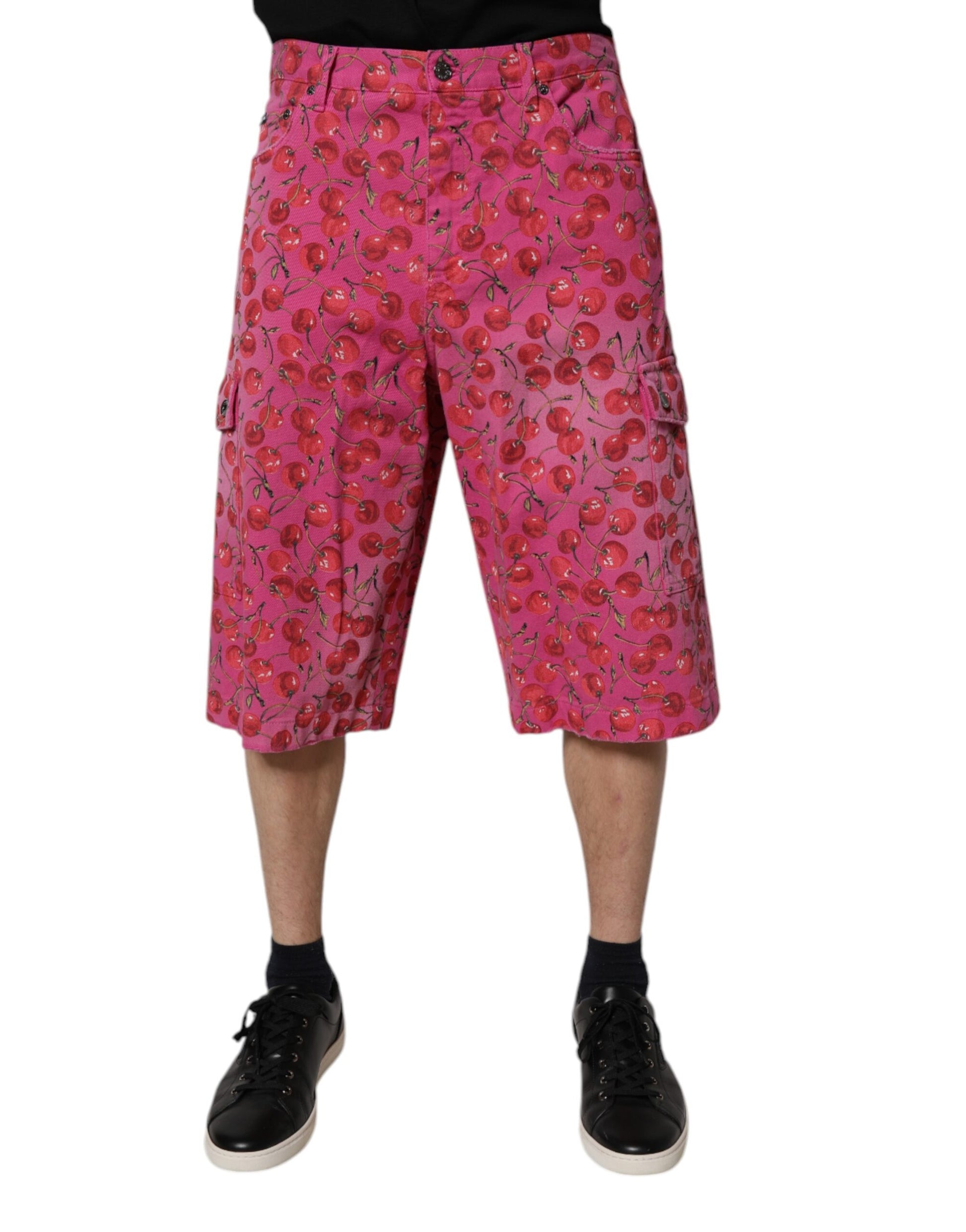 Dolce & Gabbana Rosa Kirschdruck Cargo-Baumwollshorts