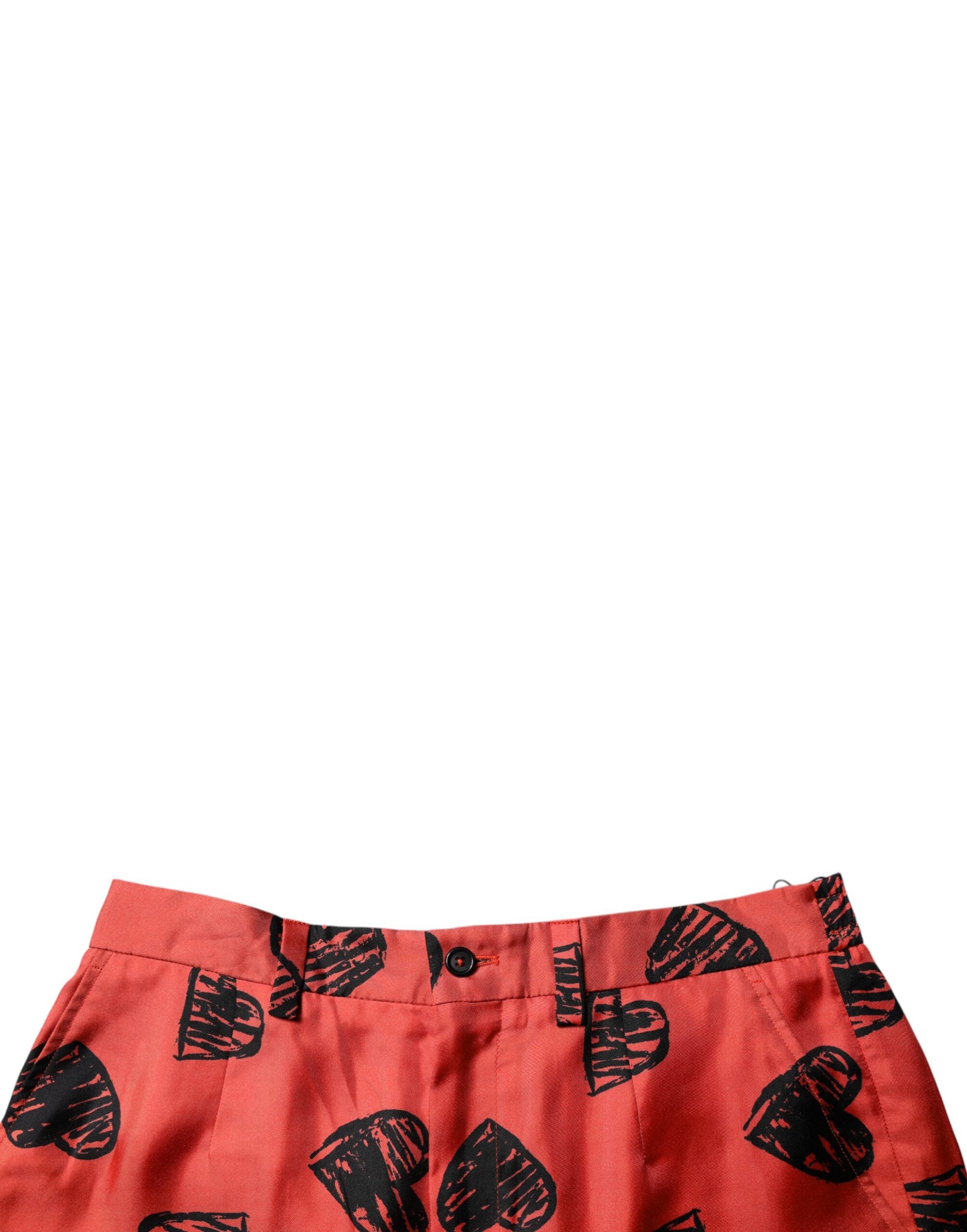 Dolce & Gabbana Orangefarbene Bermuda-Shorts mit Herz aus Seide