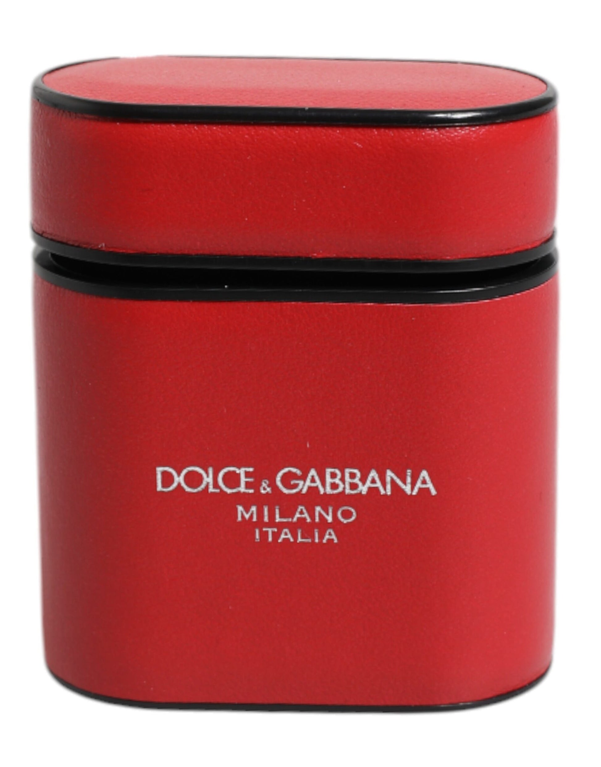 Dolce & Gabbana Rote Kalbsleder Logo Druck Flip Halter Airpods Fall