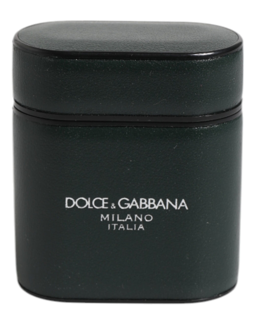 Dolce & Gabbana Schwarzes Kalbsleder Logo Print Flip Holder Airpods Etui