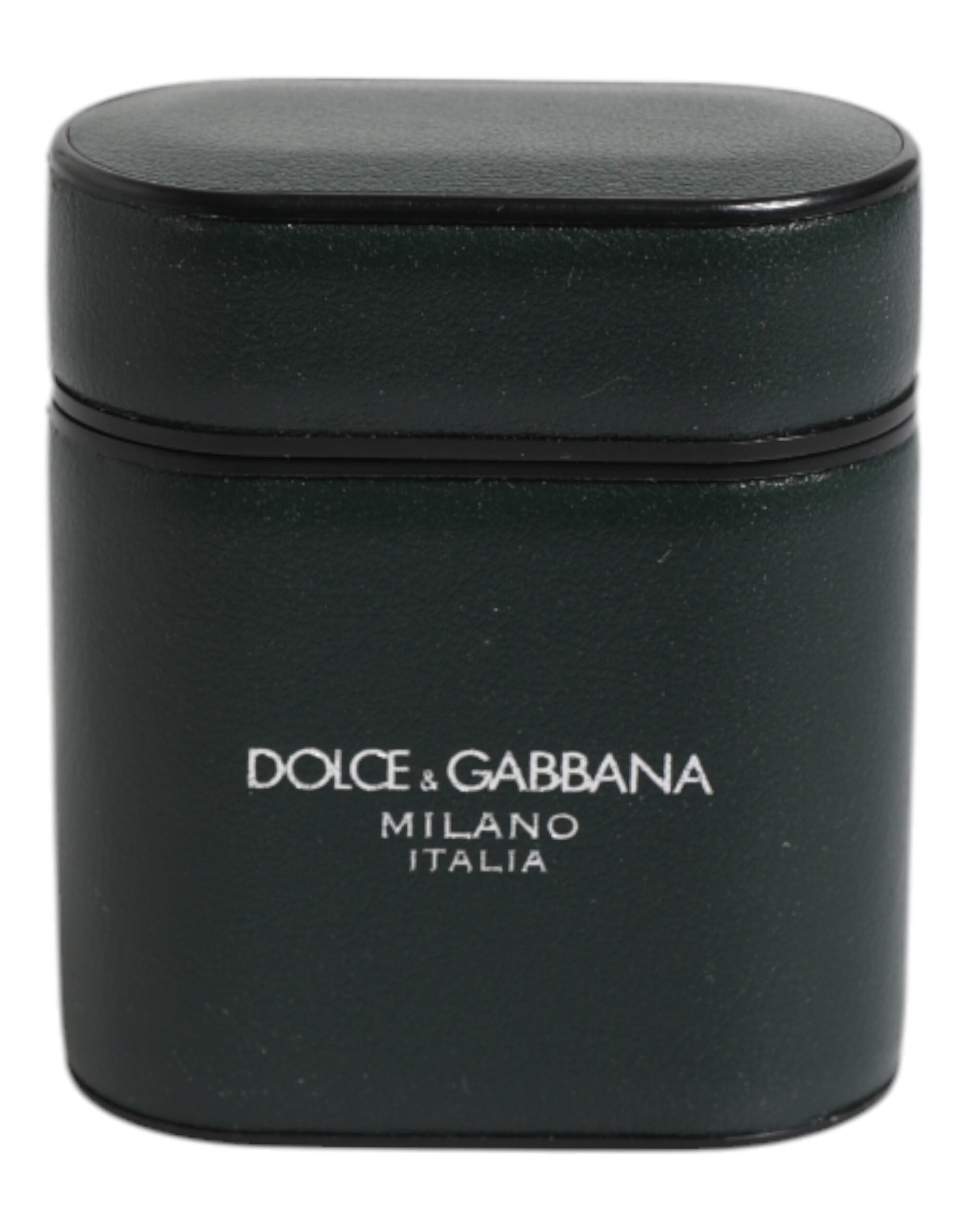 Dolce & Gabbana Schwarzes Kalbsleder Logo Print Flip Holder Airpods Etui